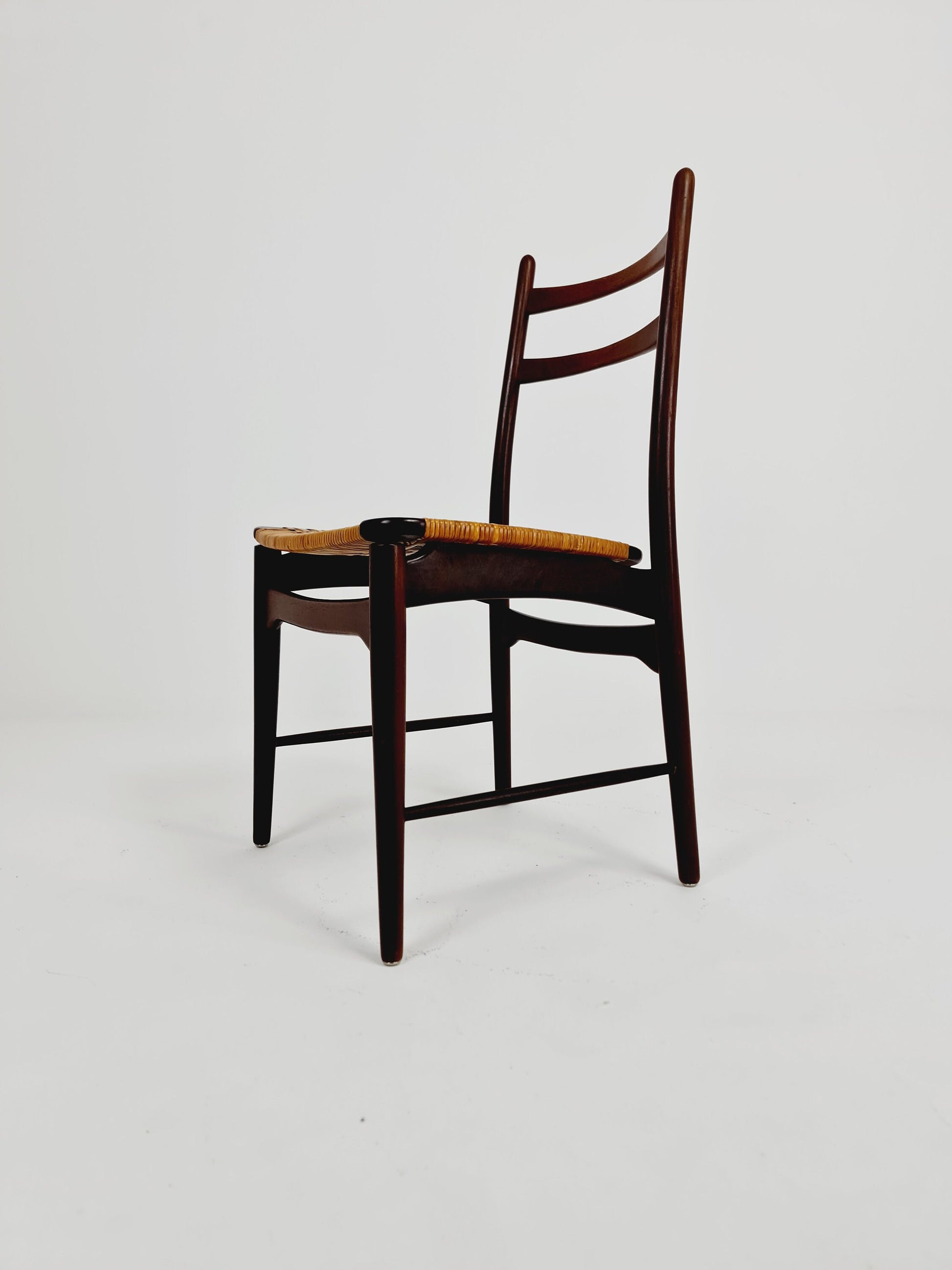 German teak & Rattan dining chair by Georg Leowald for wilkhan 1960s,
