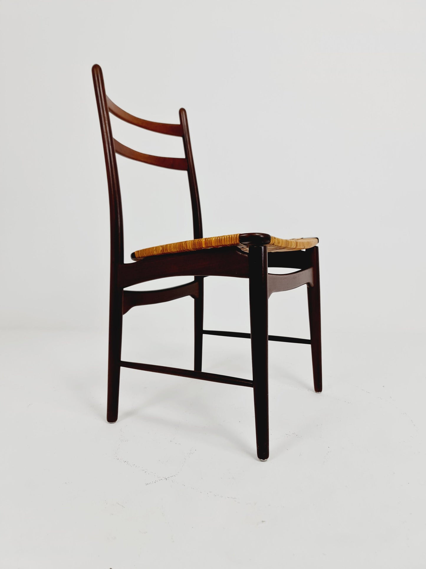 German teak & Rattan dining chair by Georg Leowald for wilkhan 1960s,