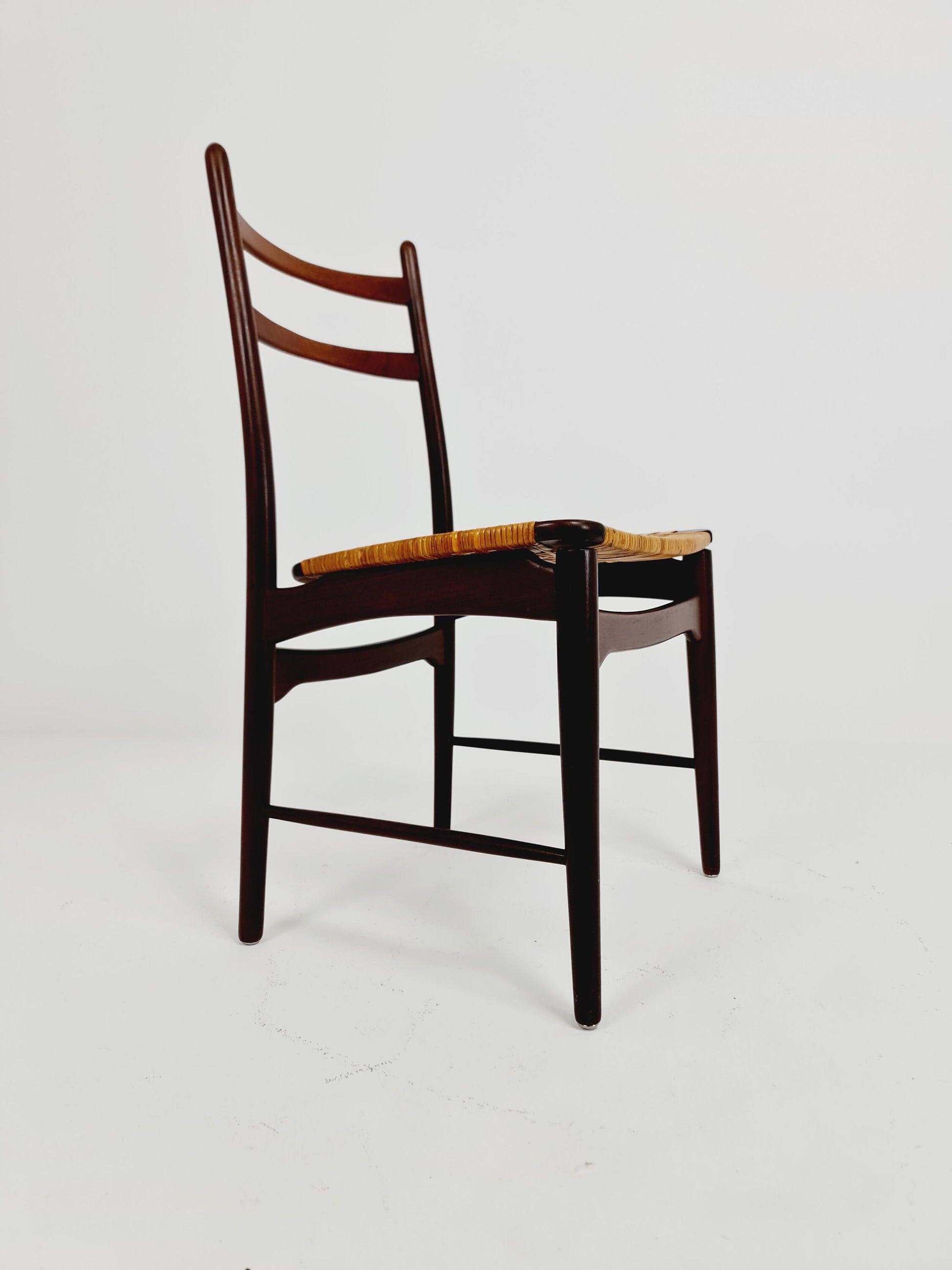 German teak & Rattan dining chair by Georg Leowald for wilkhan 1960s,