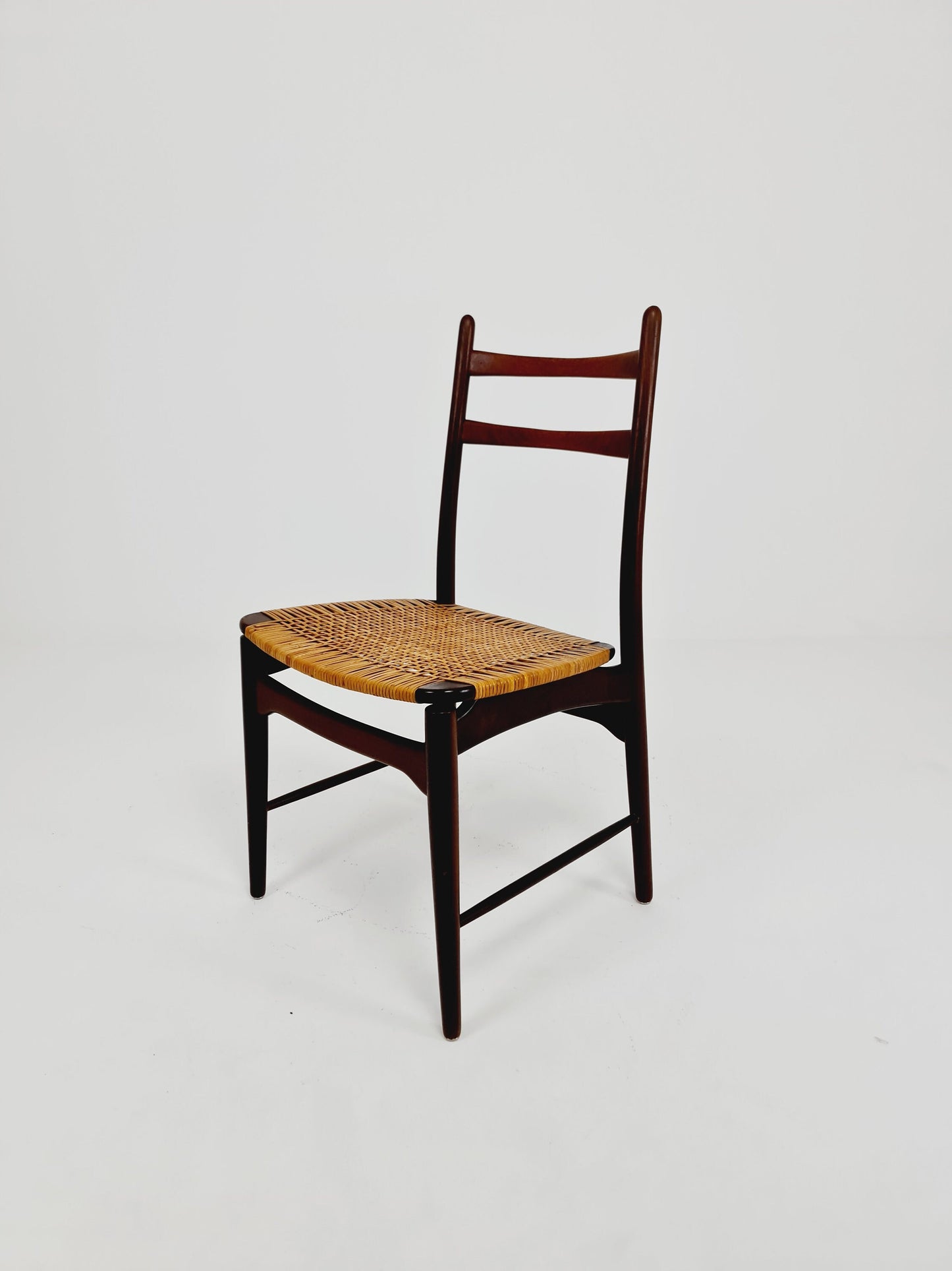 German teak & Rattan dining chair by Georg Leowald for wilkhan 1960s,