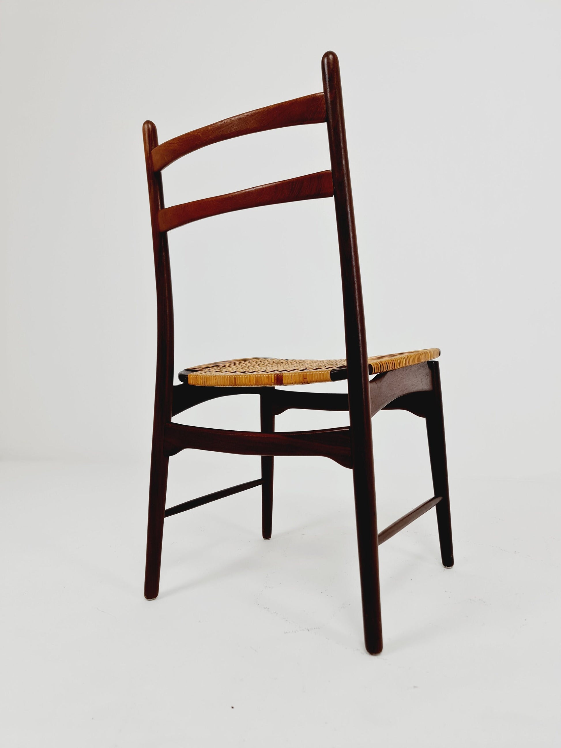 German teak & Rattan dining chair by Georg Leowald for wilkhan 1960s,