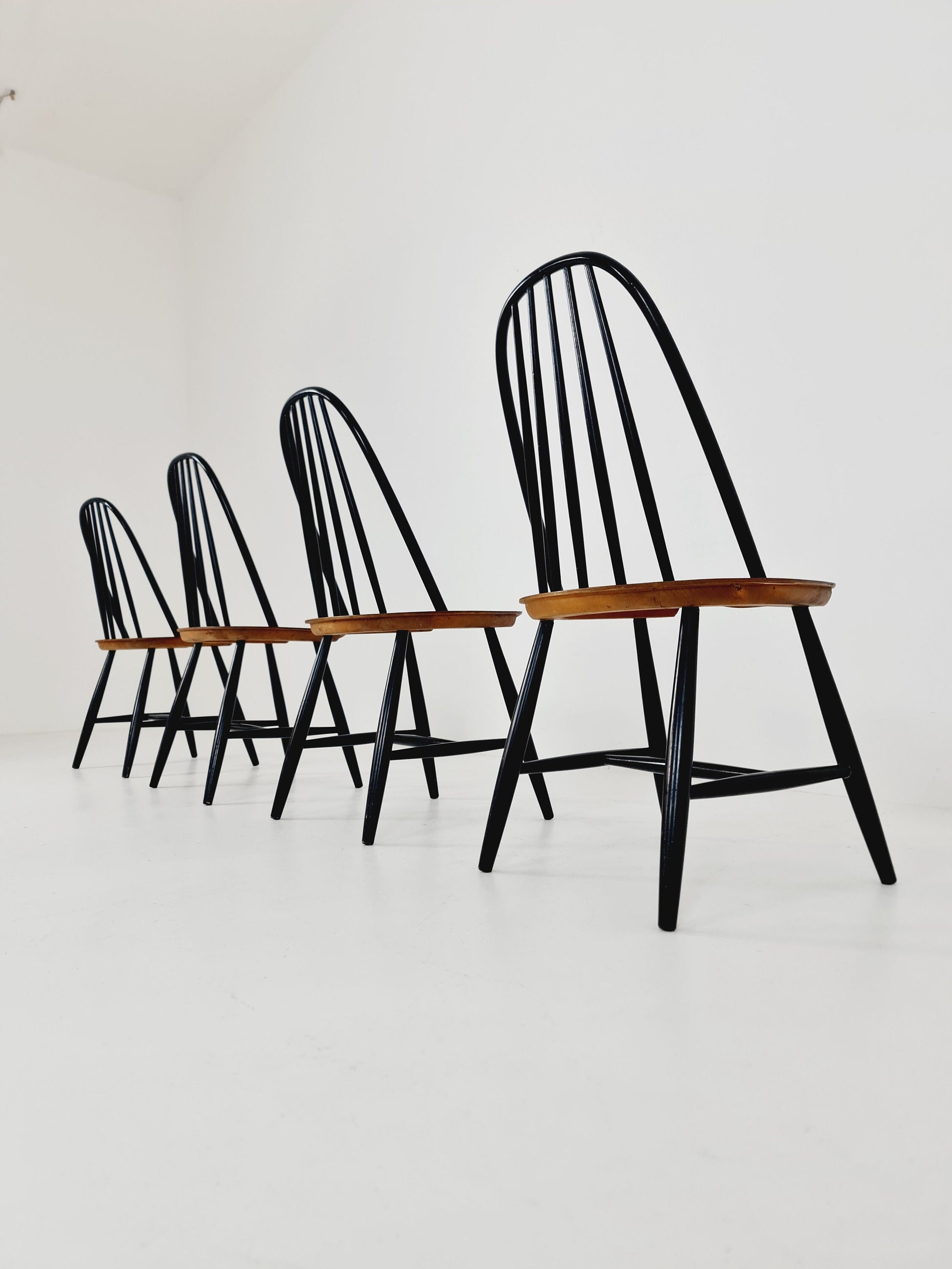 Mid century dinning chair by Ilmari Tapiovaara, Hagafors Sweden, 1960s, set of 4