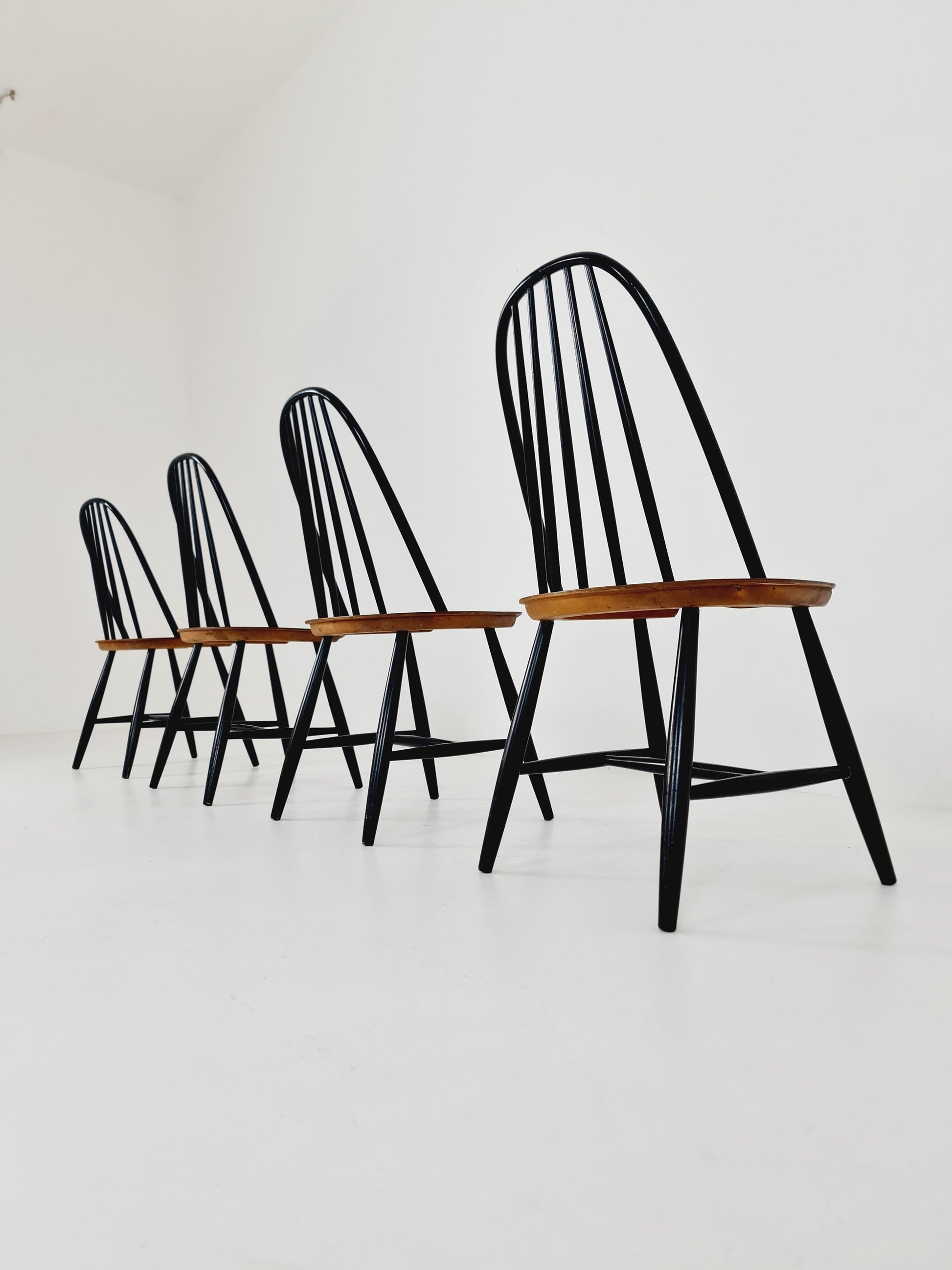 Mid century dinning chair by Ilmari Tapiovaara, Hagafors Sweden, 1960s, set of 4