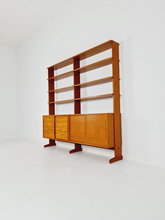 Danish teak room divider modular vintage library bookcase shelf-system by L Chr Larsen & Søn, 1960s