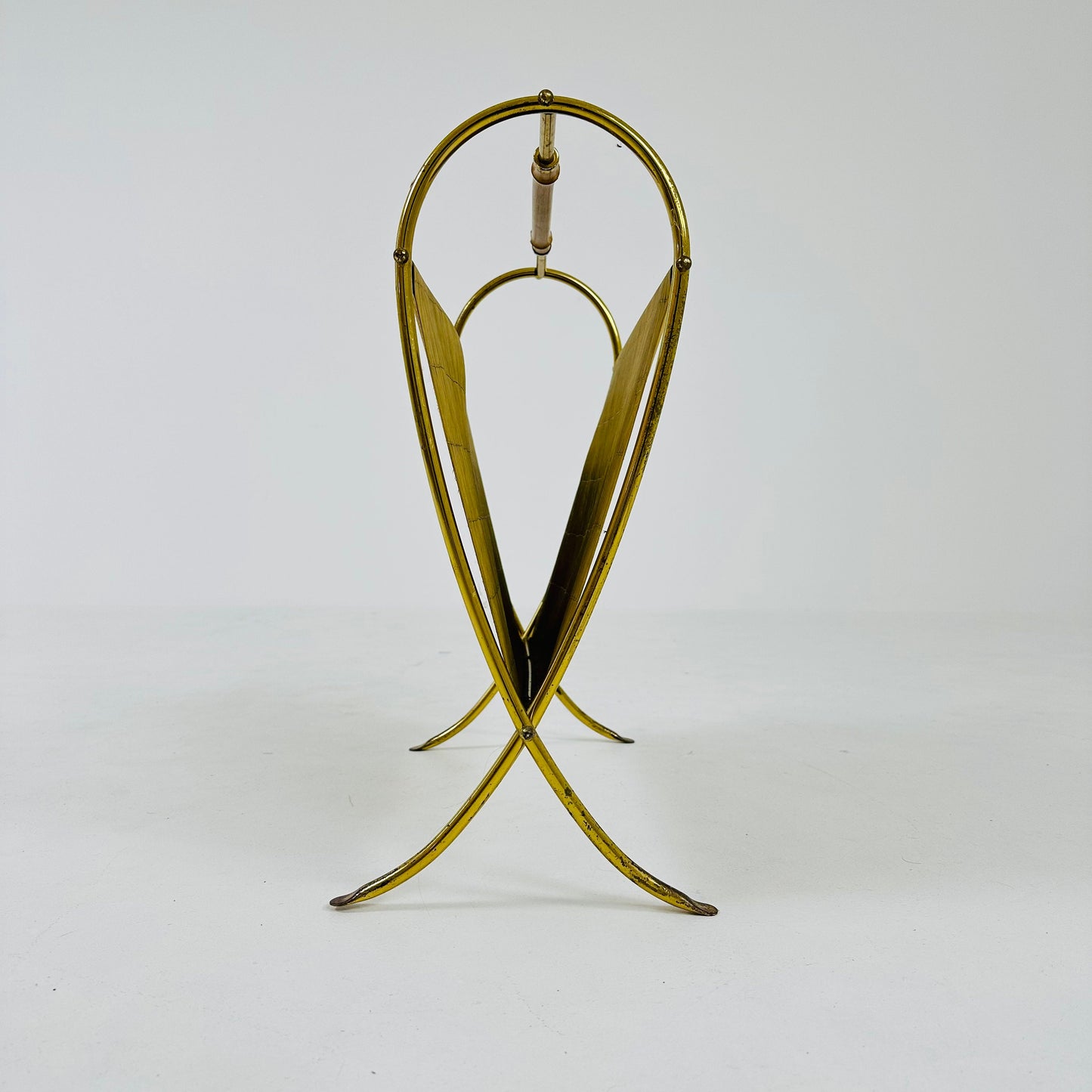 Mid-Century Brass & Bamboo Magazine Rack,1950s