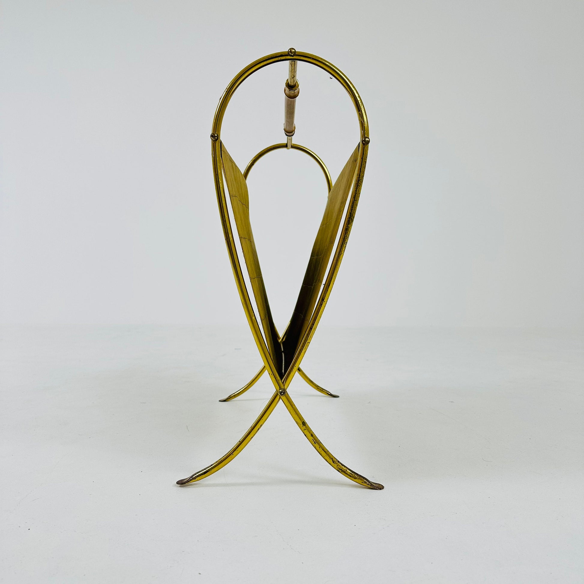 Mid-Century Brass & Bamboo Magazine Rack,1950s