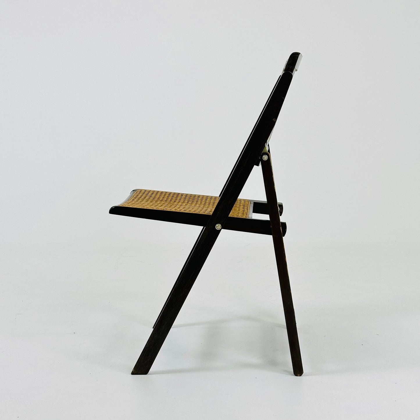 Rattan vintage folding chair Gilles ebonized Italy, 1960s