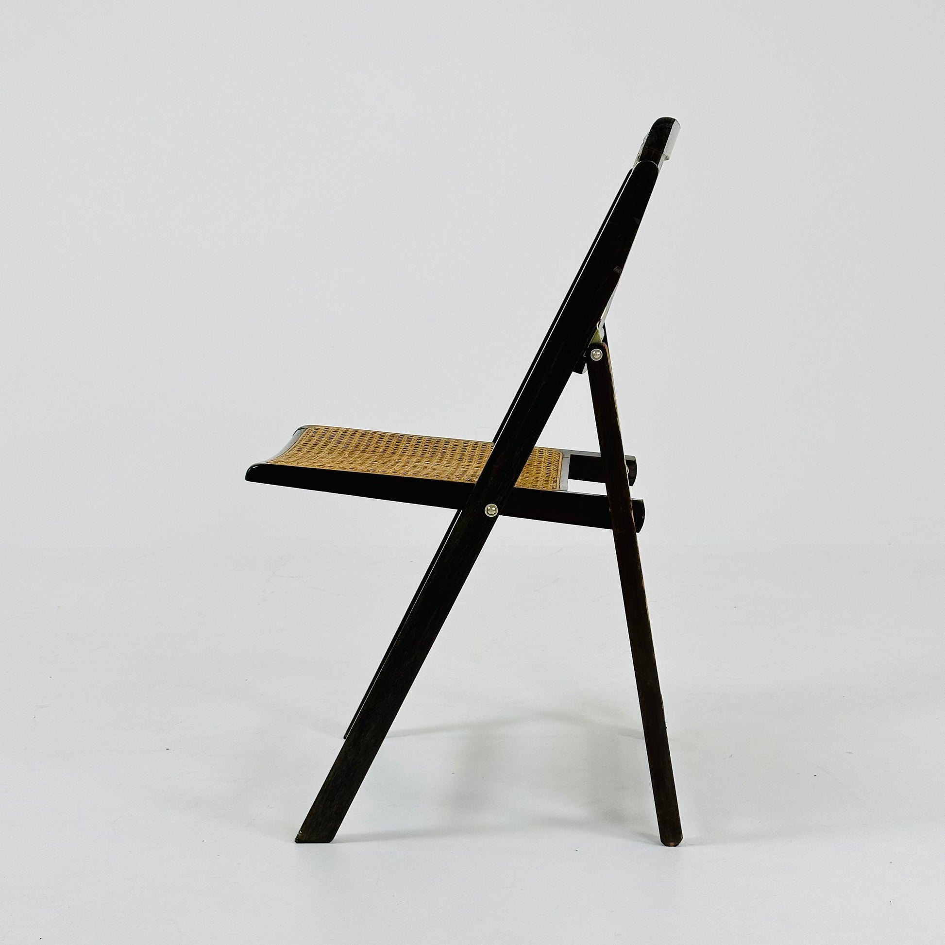 Rattan vintage folding chair Gilles ebonized Italy, 1960s