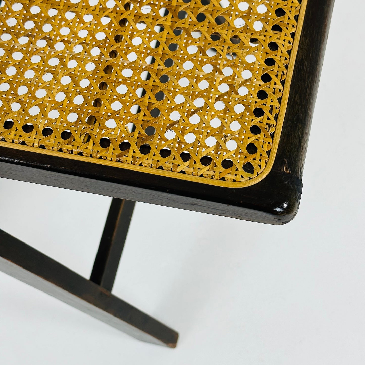 Rattan vintage folding chair Gilles ebonized Italy, 1960s