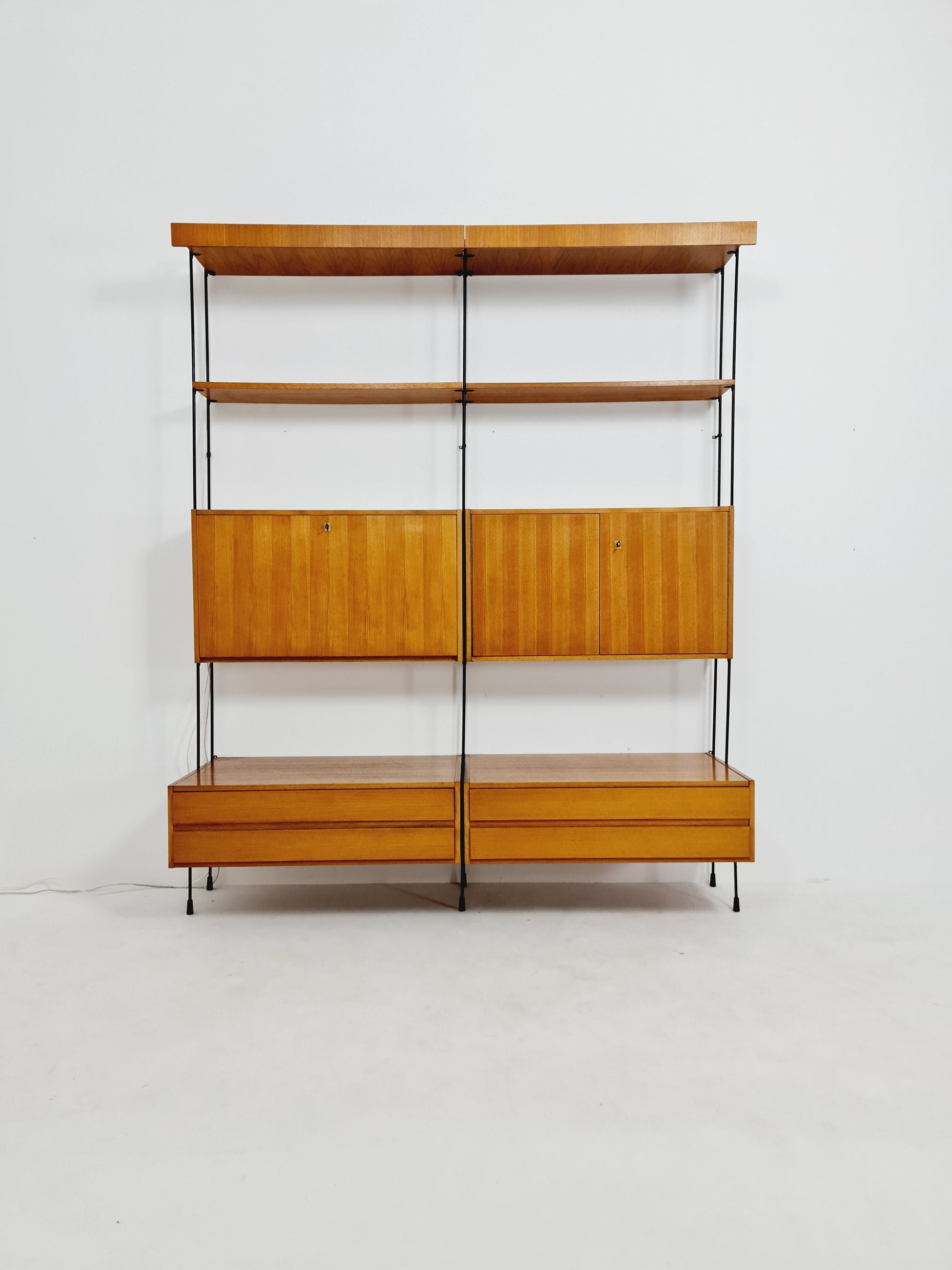 Mid century Teak 8 pieces shelving unit by Hilker for Omnia, Germany 1960s