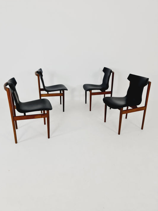 Vintage solid Rosewood dining chairs By Inger Klingenberg for Fristho Holland , 1960s, Set of 4