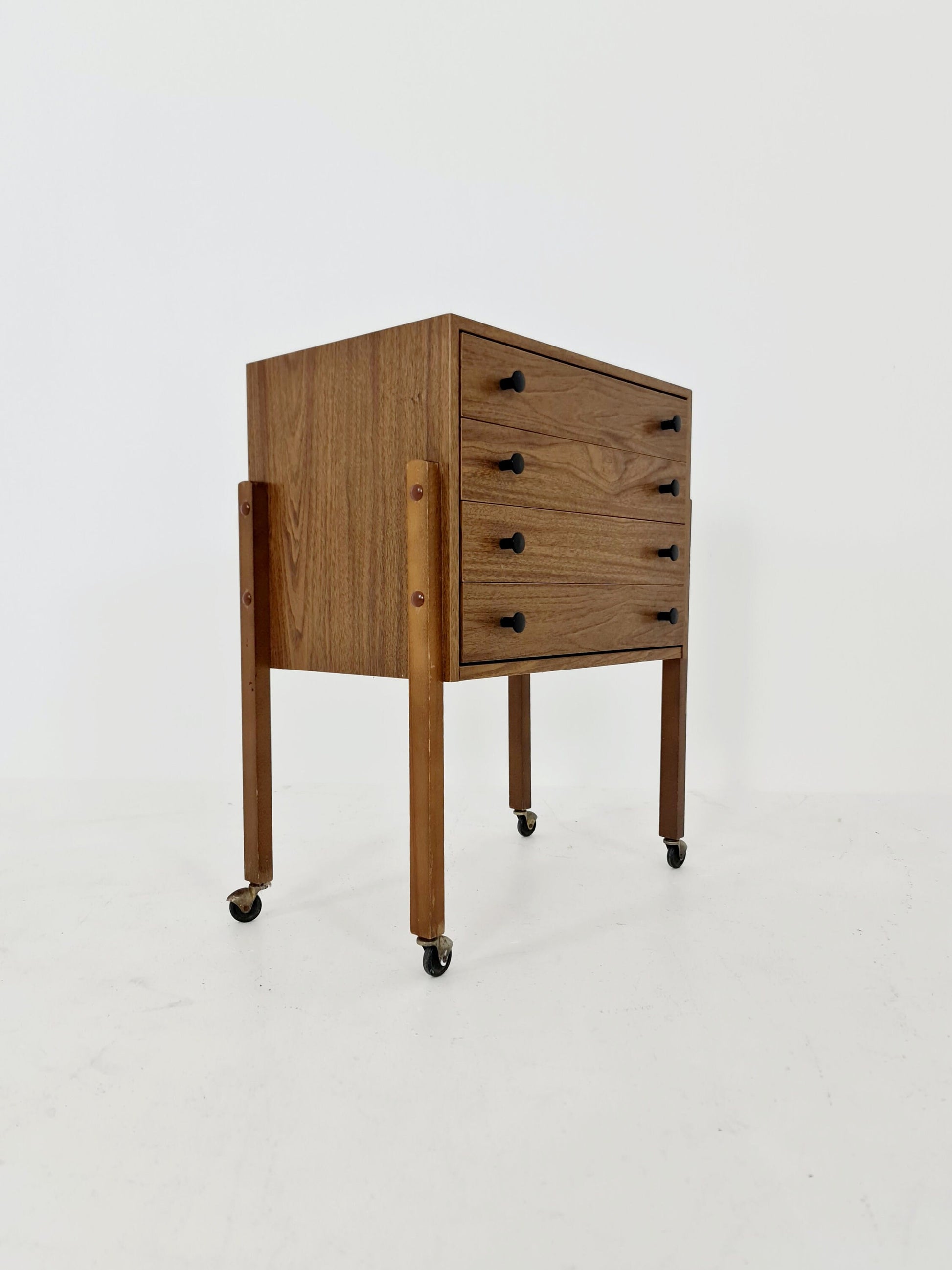 Vintage walnut sweing table/ side table cabinet, 1960s