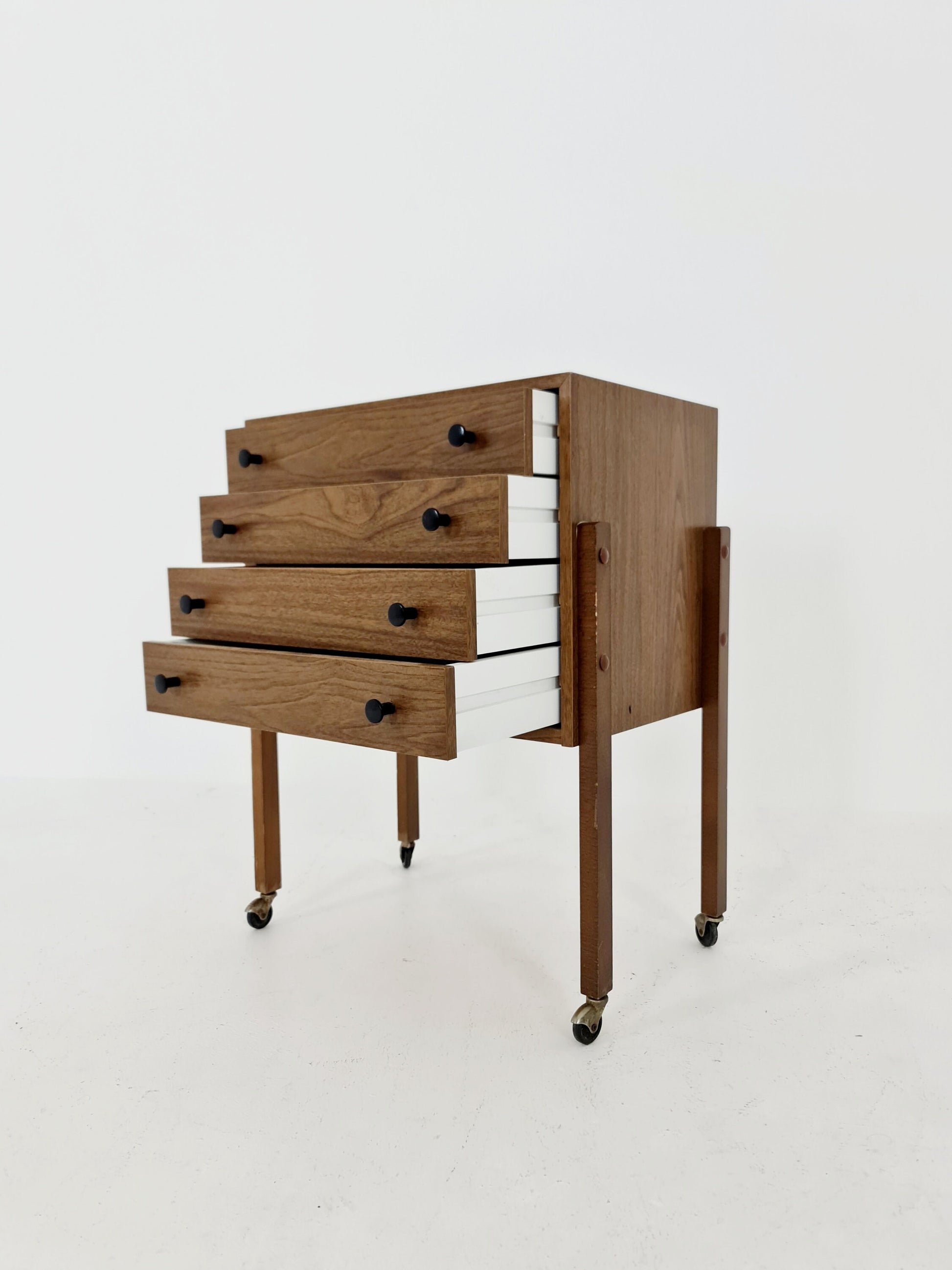 Vintage walnut sweing table/ side table cabinet, 1960s