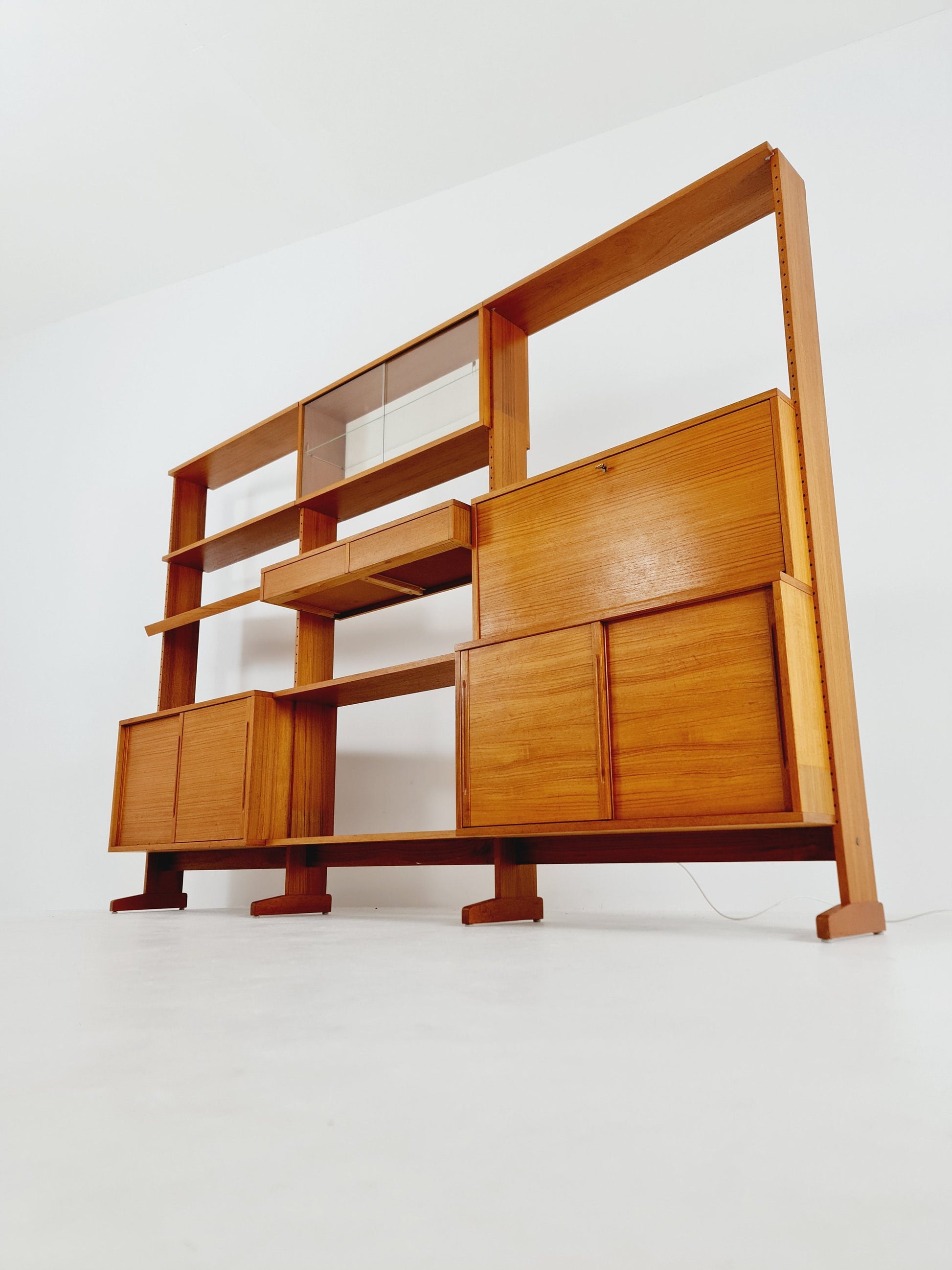 Danish teak room divider modular vintage library bookcase shelf-system by L Chr Larsen & Søn, 1960s