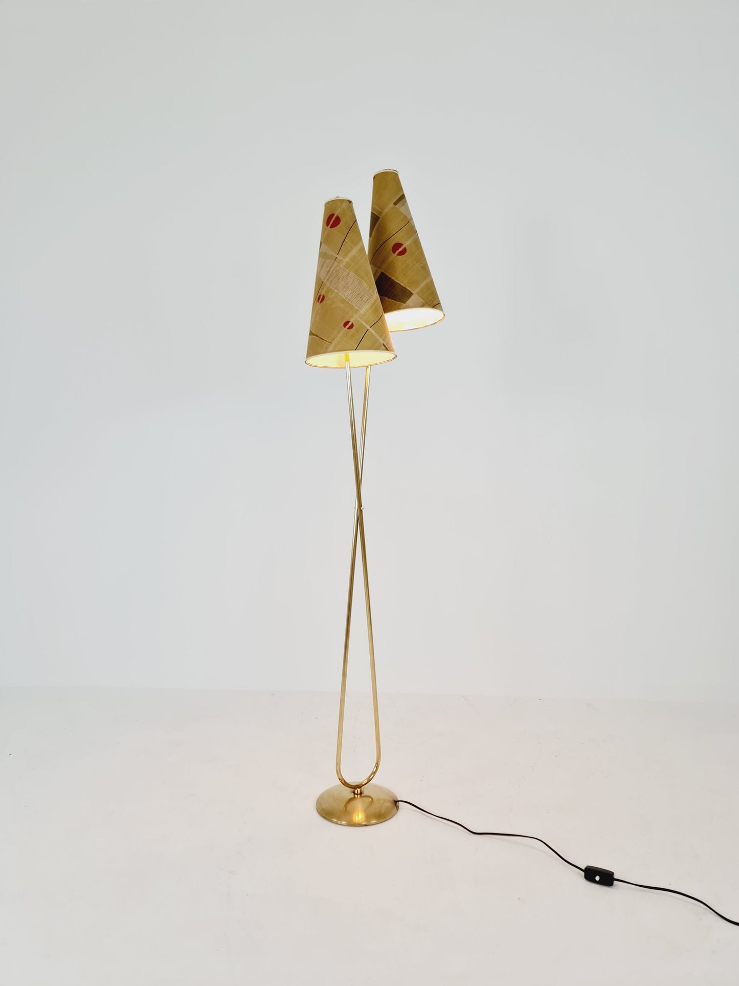 EXTREME RARE brass 1950s vintage floor lamp / bag lamp mcm