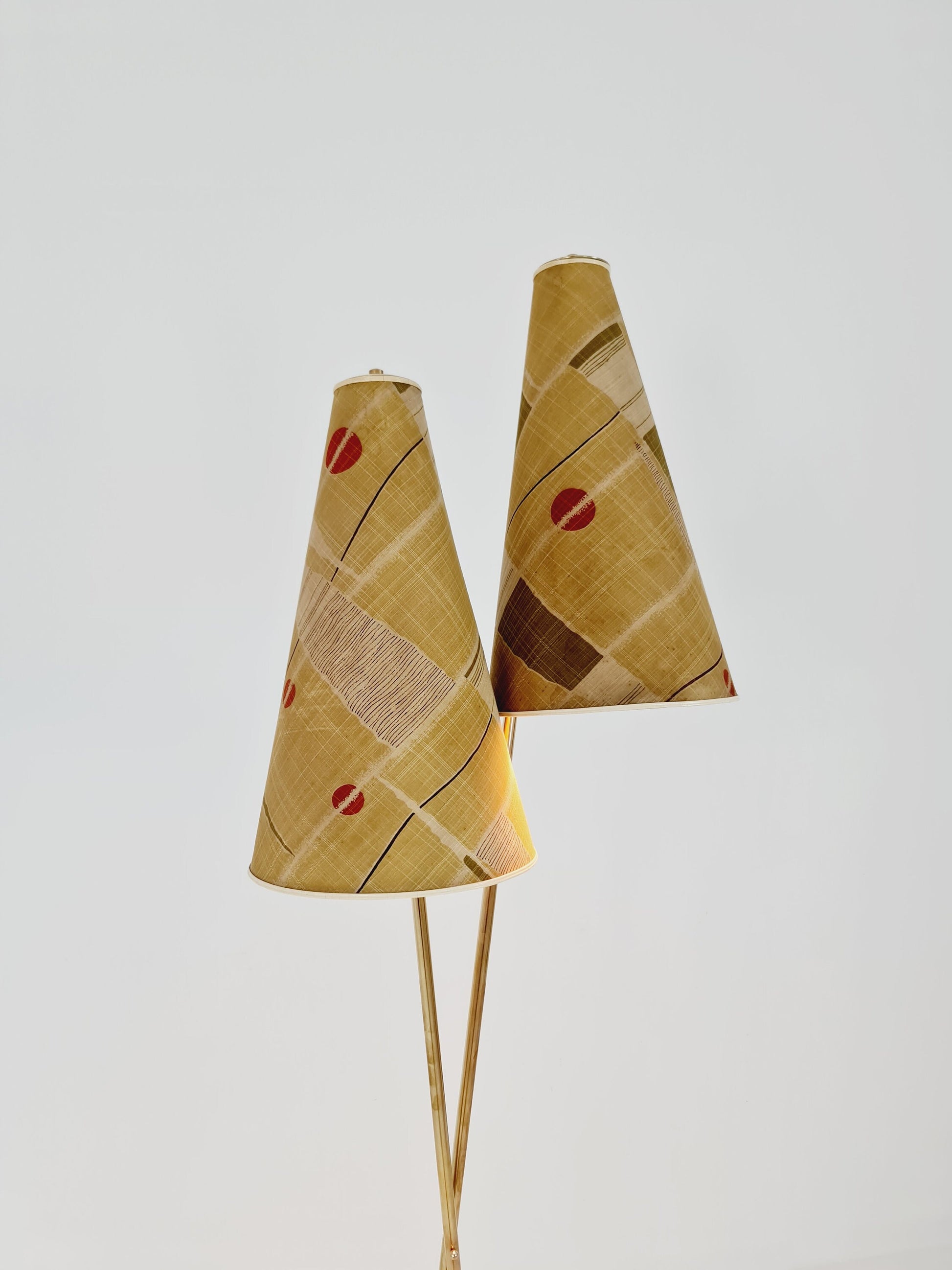 EXTREME RARE brass 1950s vintage floor lamp / bag lamp mcm