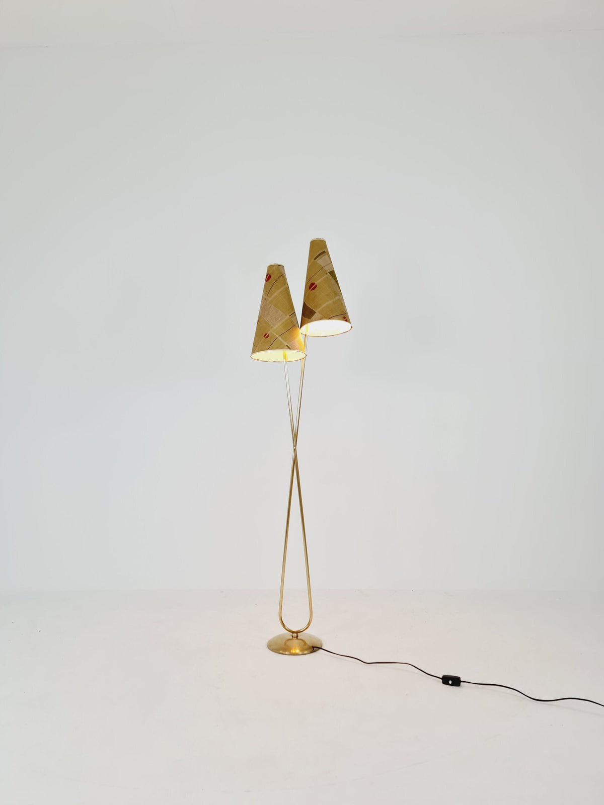 EXTREME RARE brass 1950s vintage floor lamp / bag lamp mcm