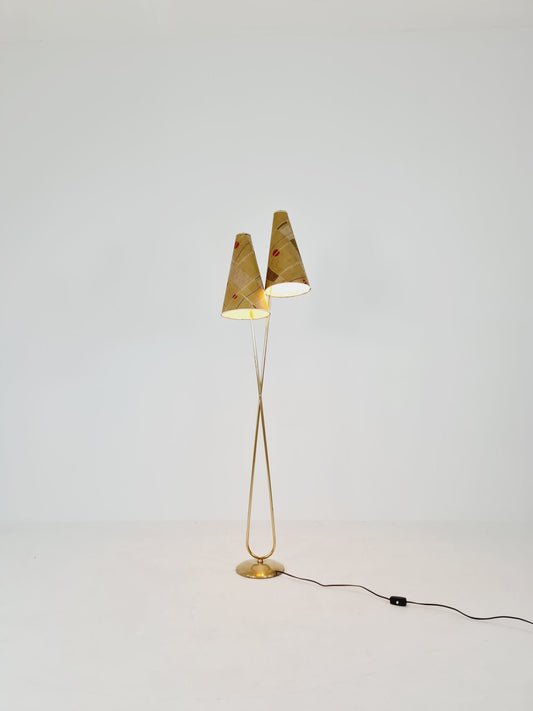 EXTREME RARE brass 1950s vintage floor lamp / bag lamp mcm