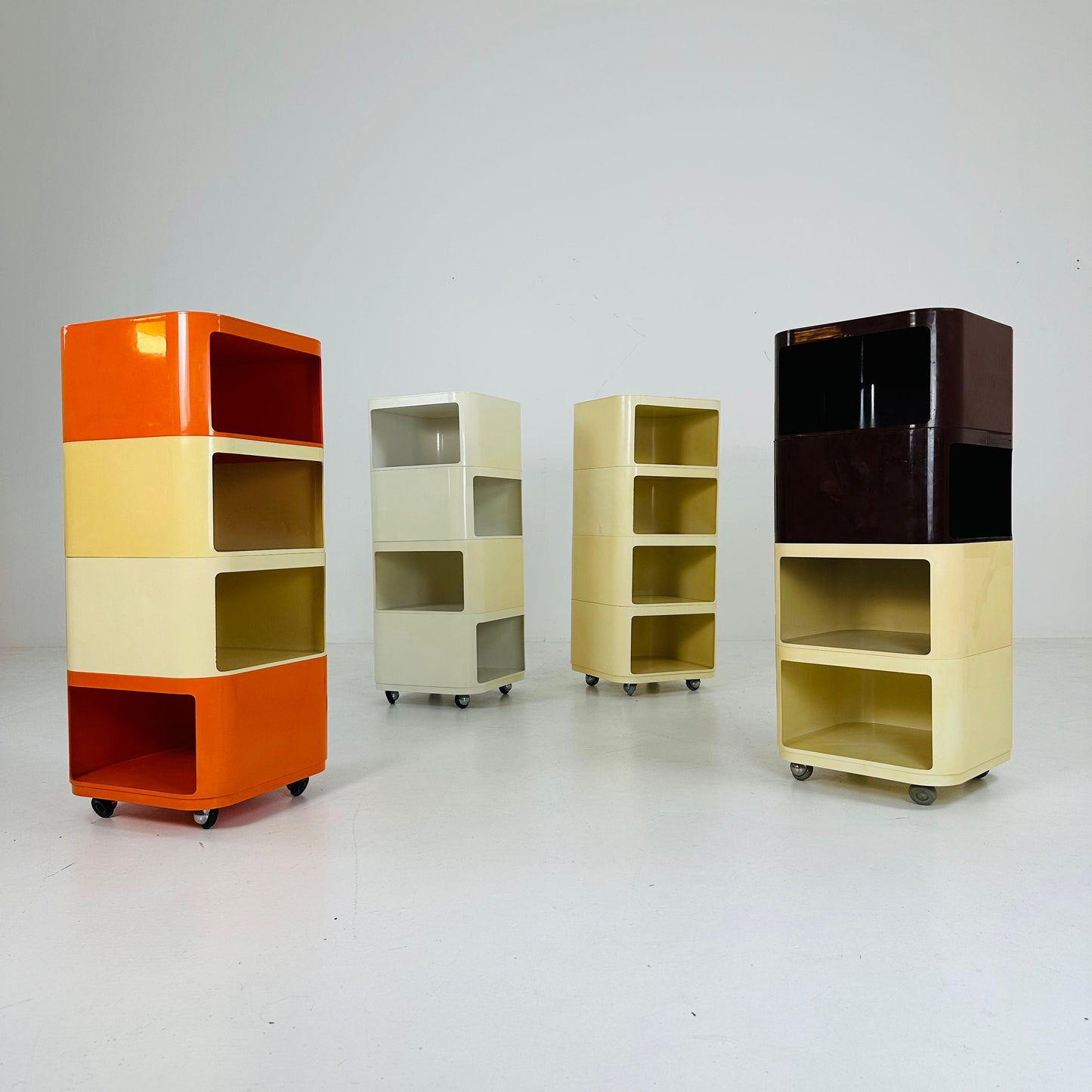 Set of 2 Componibili Square 4 parts serving trolley by Anna Castelli for Kartell - Italy 1960s