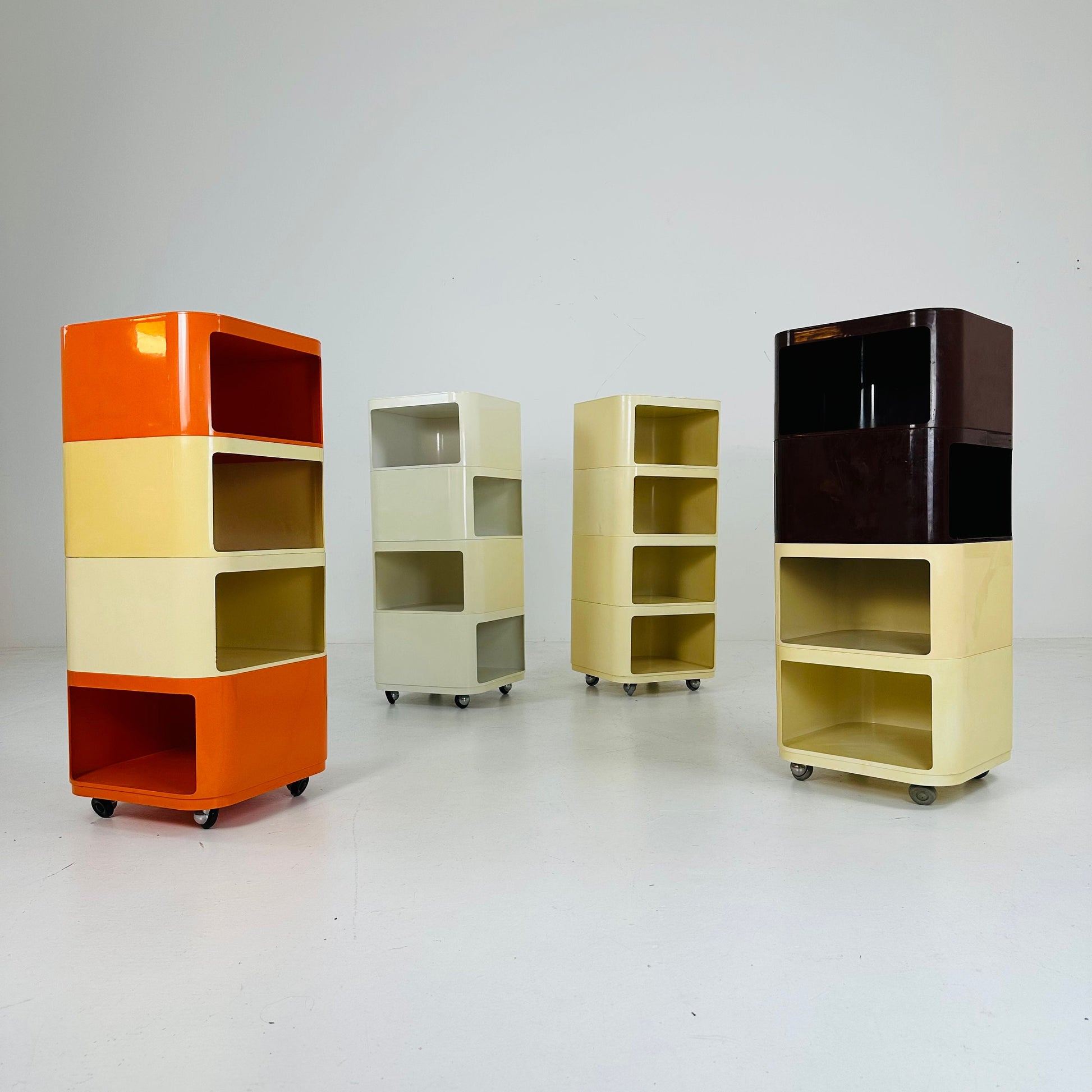 Set of 2 Componibili Square 4 parts serving trolley by Anna Castelli for Kartell - Italy 1960s