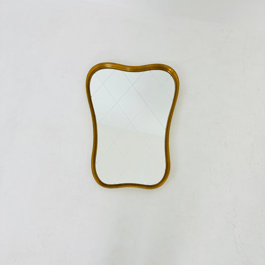 Large bronze framed mid-century wall mirror with faceted check pattern, Austria, 1950s