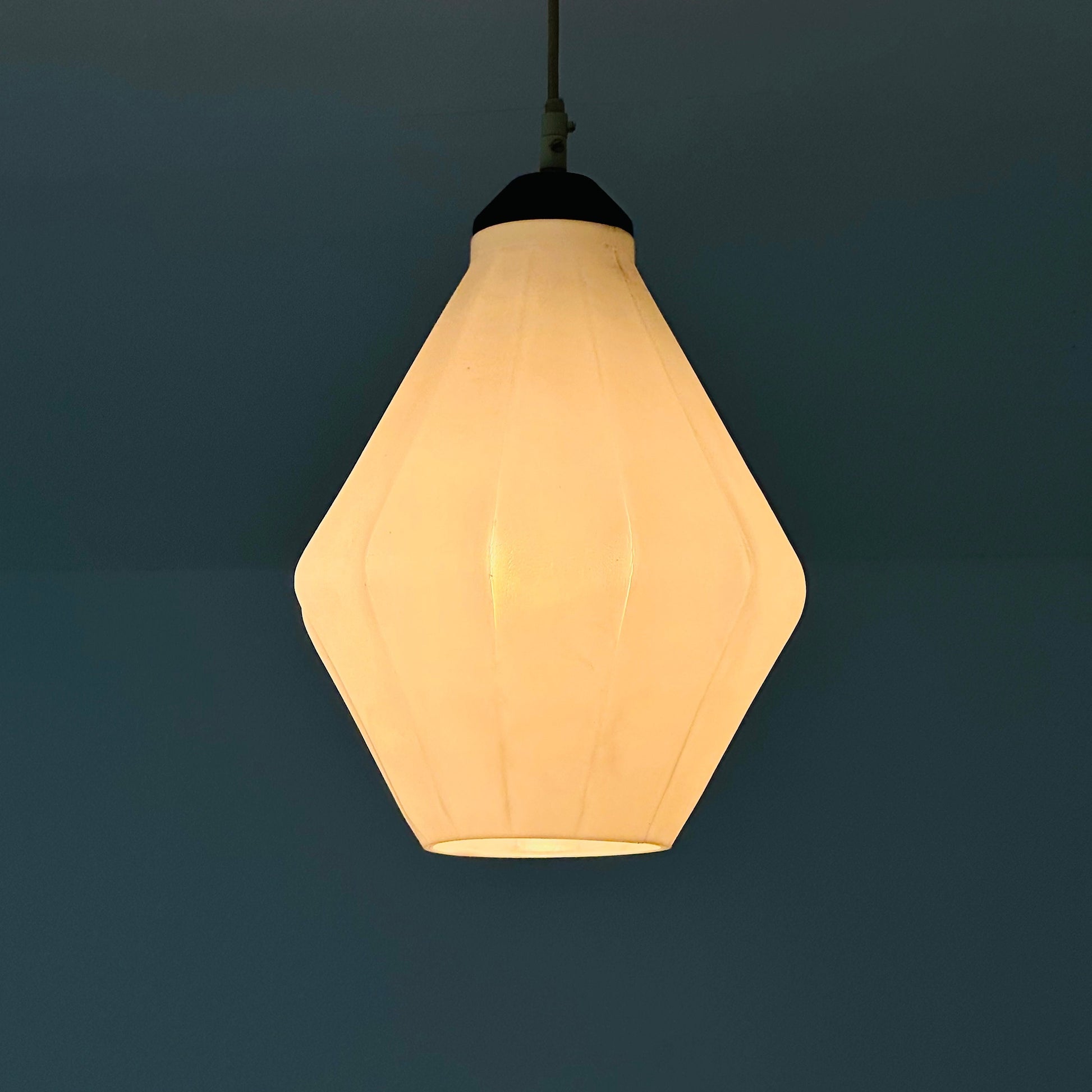 Mid-Century Modern Hanging Lamp Octagon Shape plastic Shade 1960s