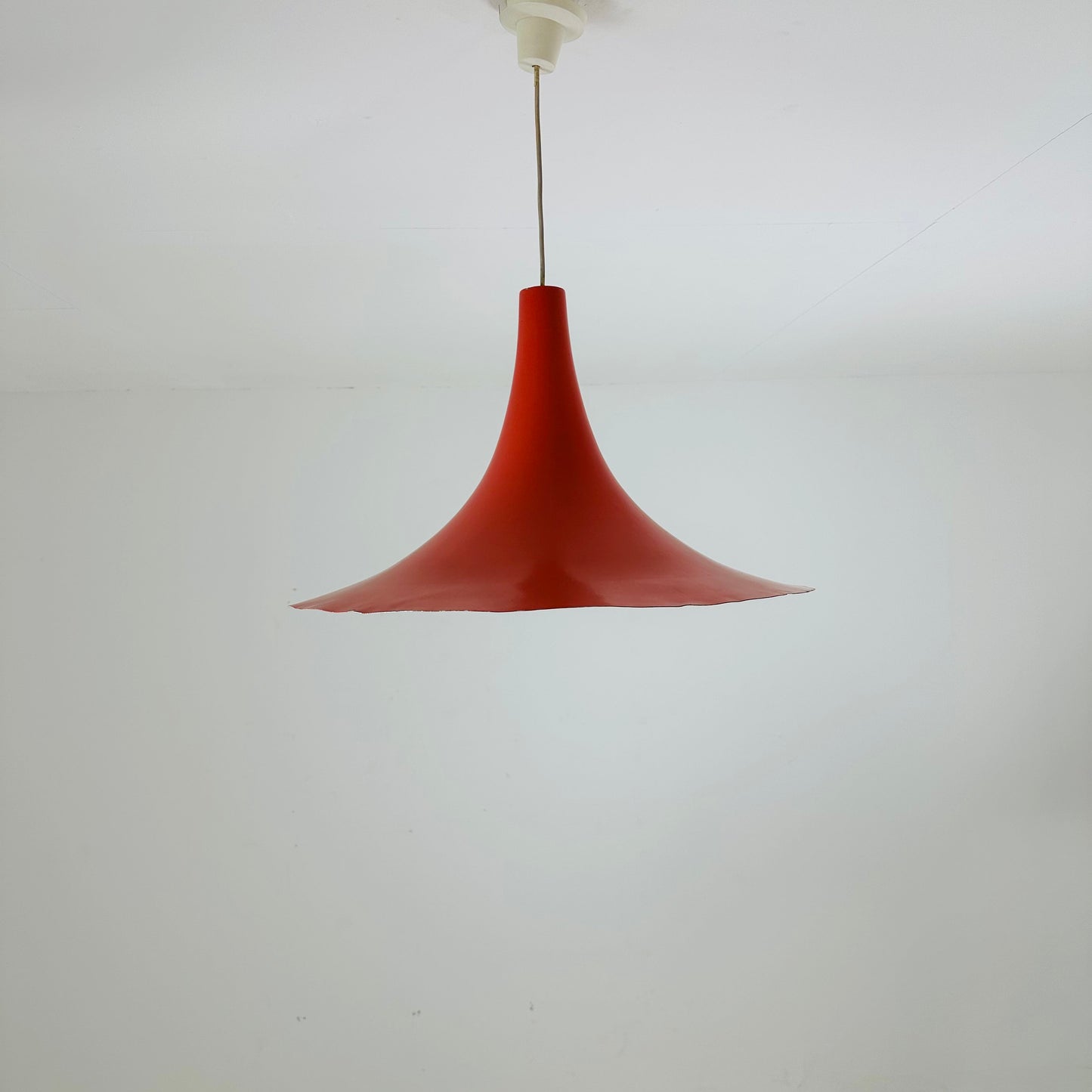 Mid century Danish red semi pendant light 1960s