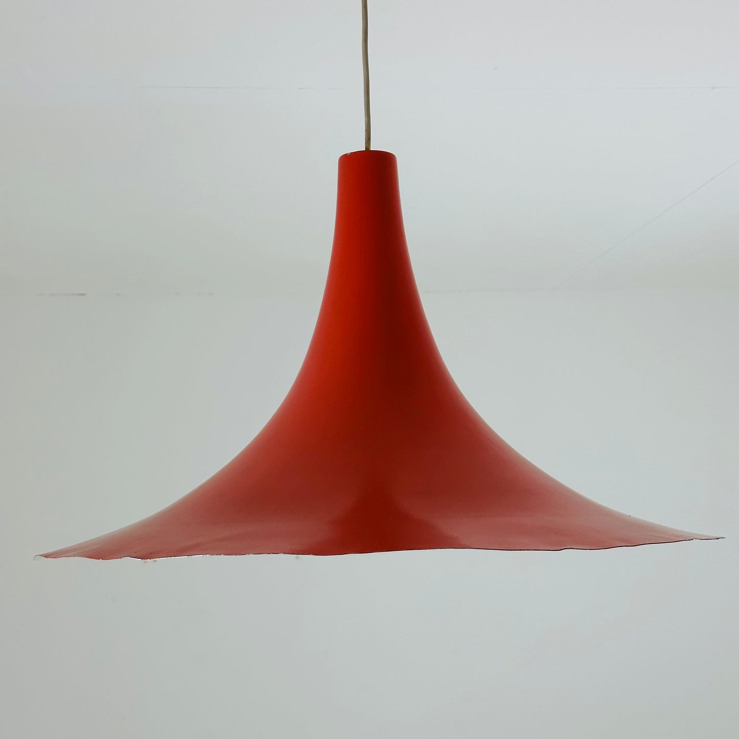 Mid century Danish red semi pendant light 1960s