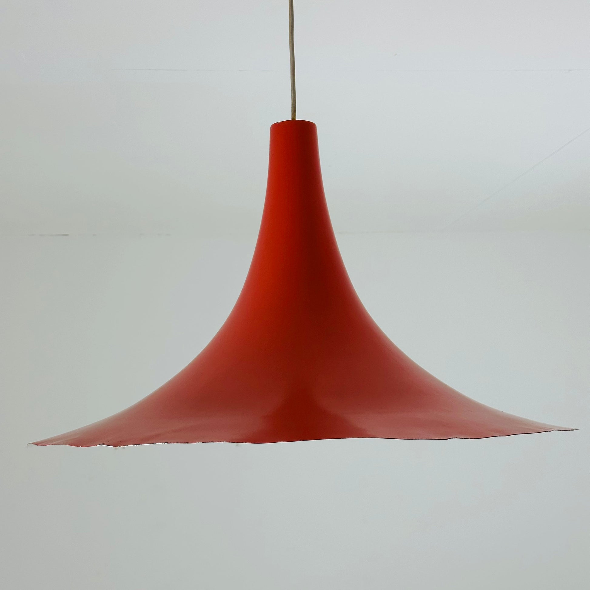 Mid century Danish red semi pendant light 1960s