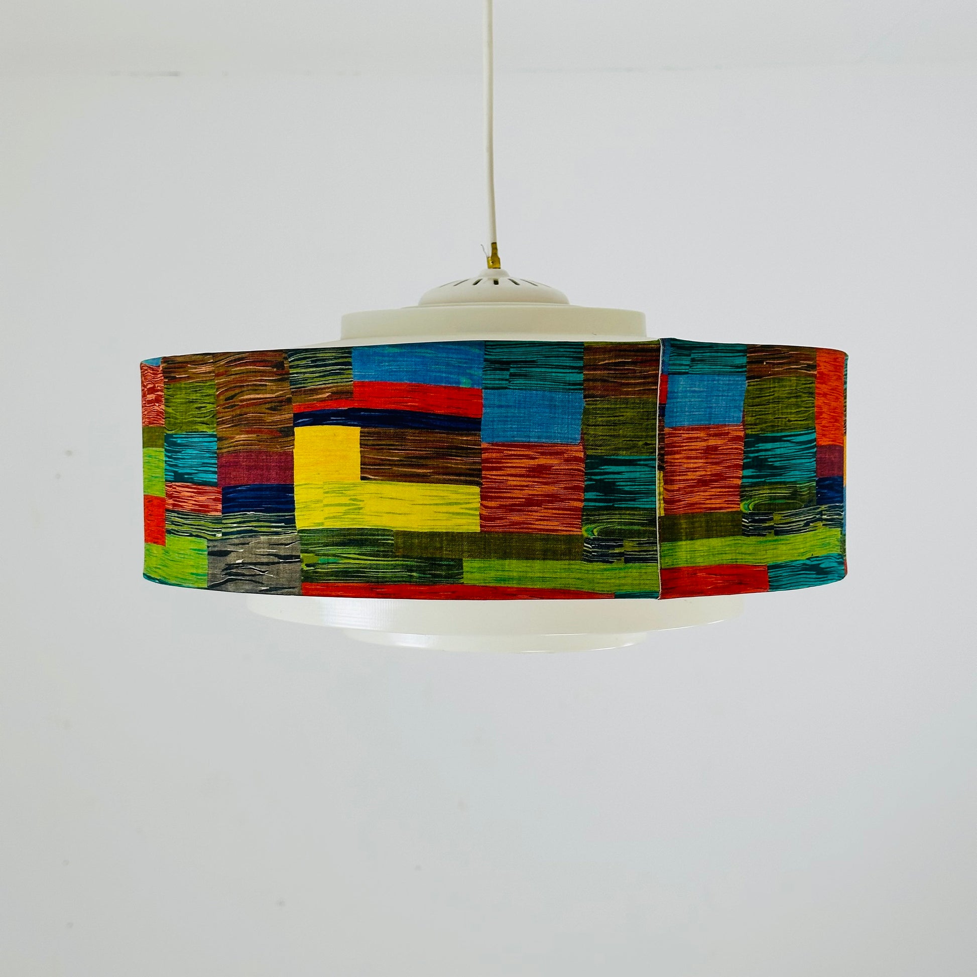 Rare Mid century colorful suspension in psychedelic fabric and plastic 1970s