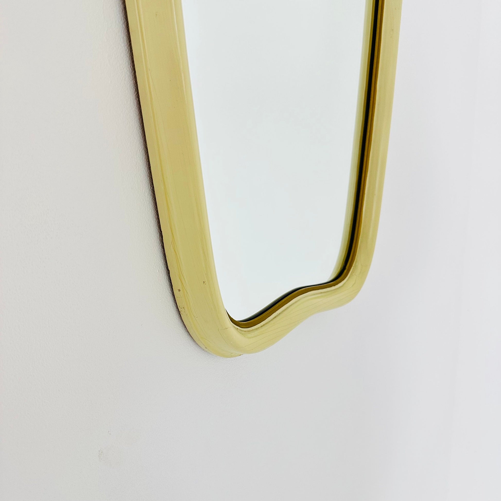 Mid-century wooden Frame Minimalist Mirror and shelf , 1950s, Germany by Mann Möbel