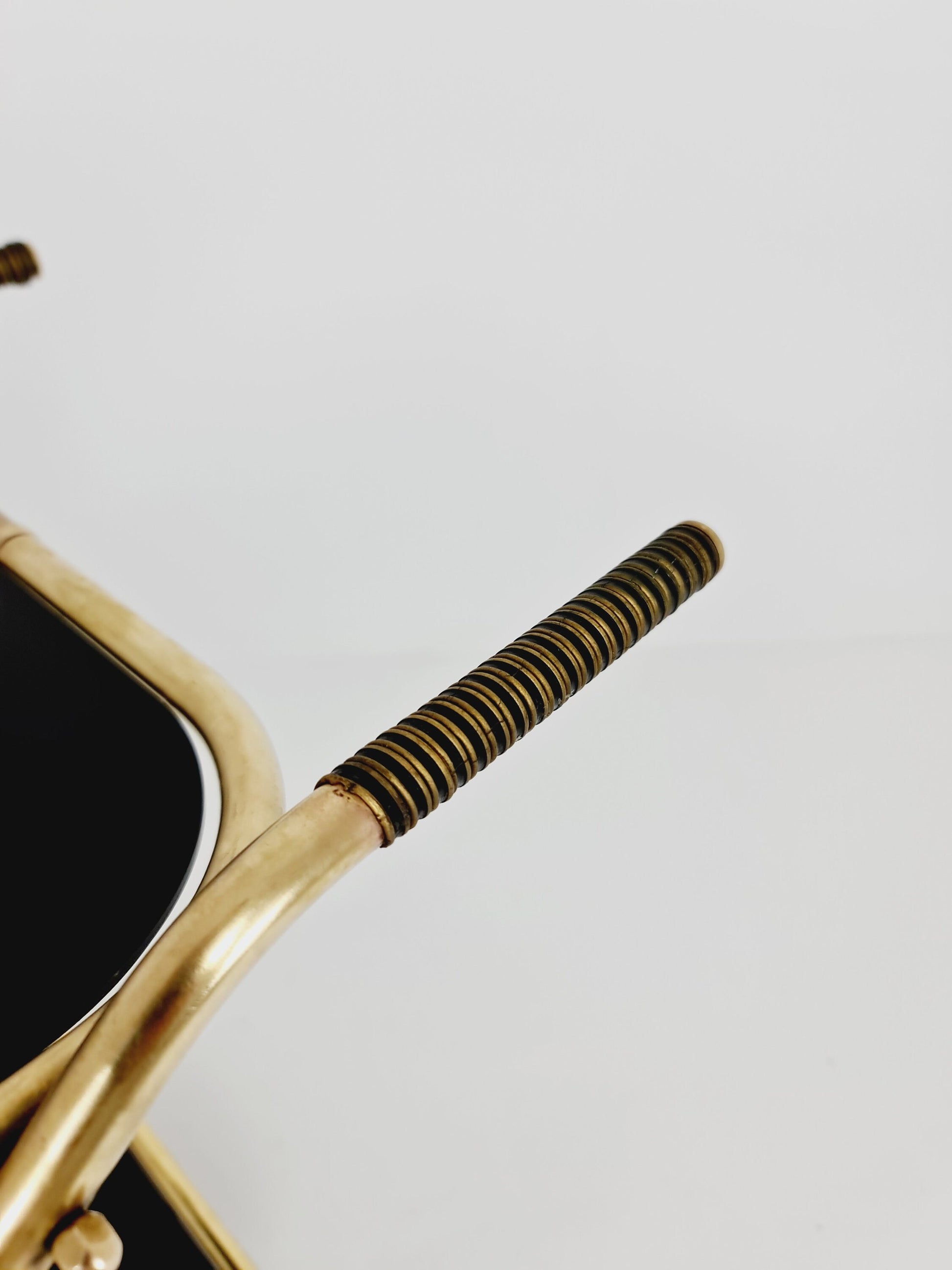 German trolley brass with black glass from the 1970s