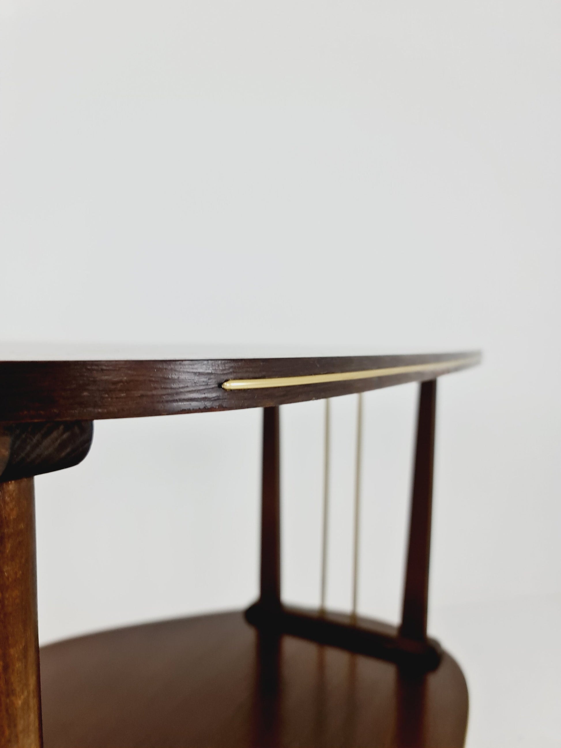German mid-century walnut and Brass small TV sideboard /side table, 1950s