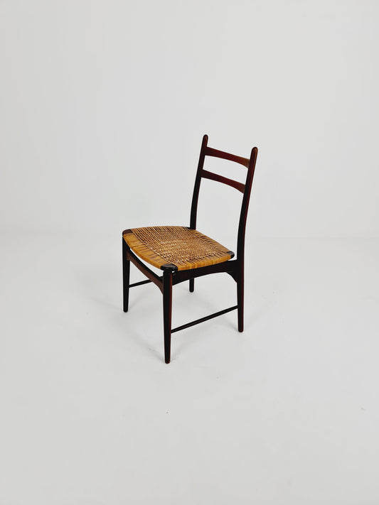 German teak & Rattan dining chair by Georg Leowald for wilkhan 1960s,