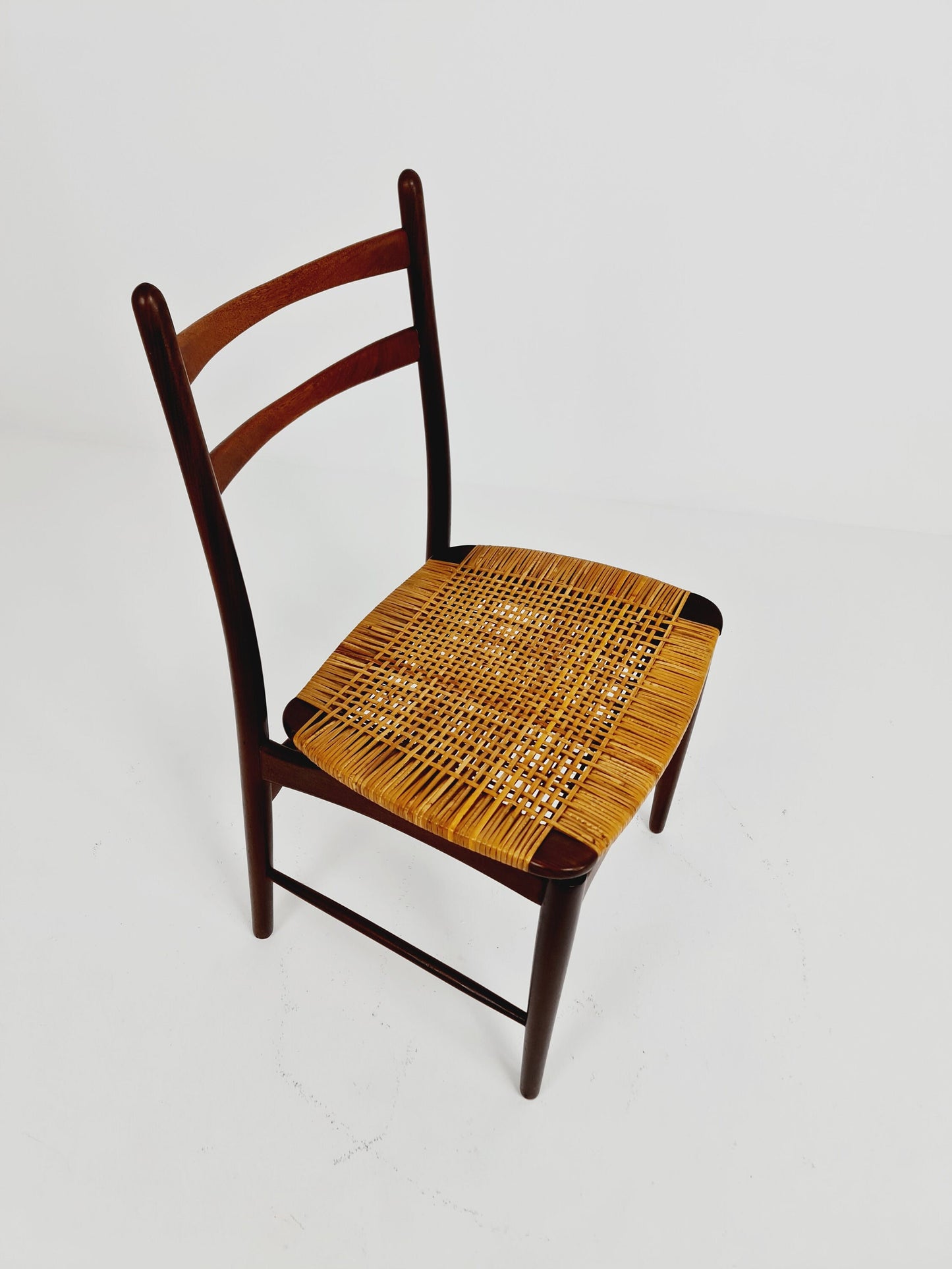 German teak & Rattan dining chair by Georg Leowald for wilkhan 1960s,