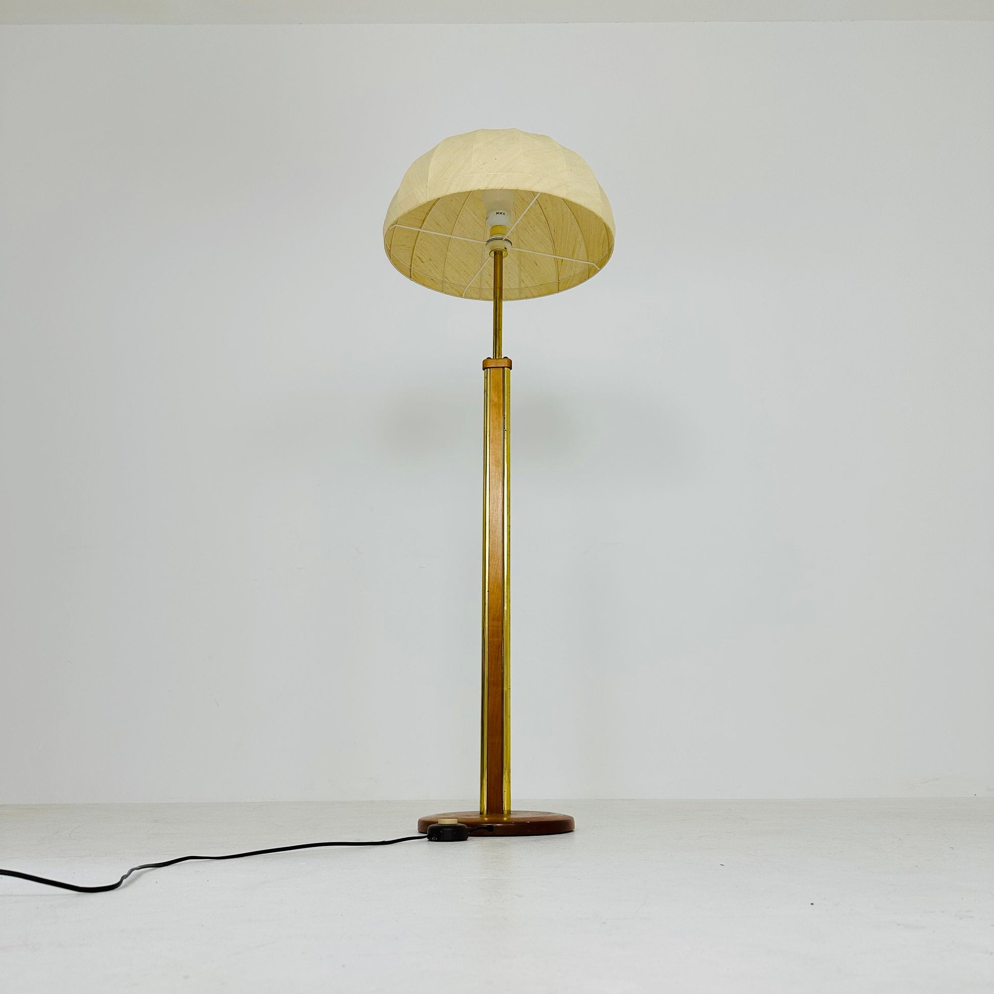 Midcentury floor lamp brass and wood Scandinavian Swedish from the 1950s