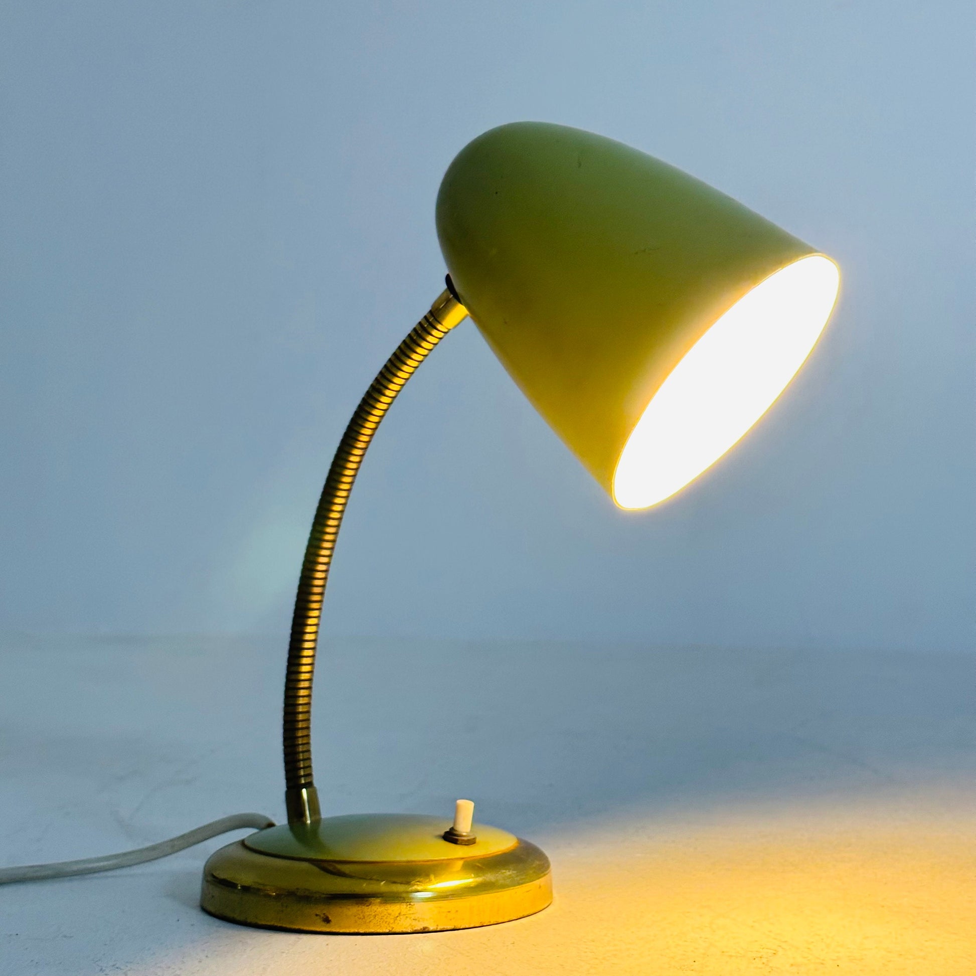 Vintage Table Lamp with Gooseneck Bright Green Germany, 1950s