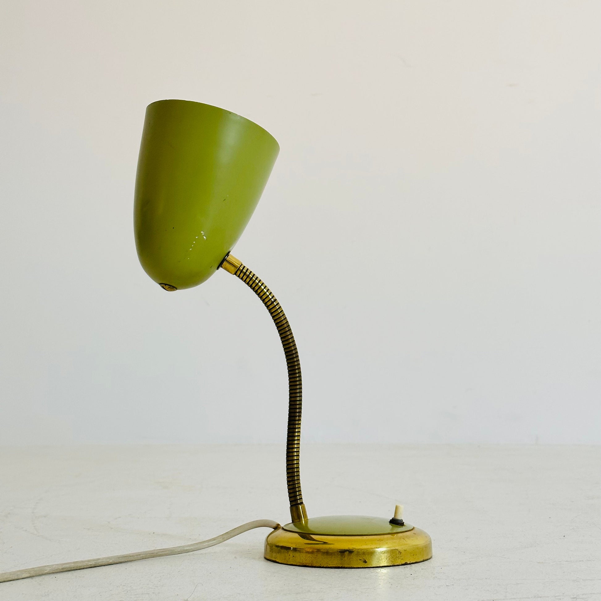 Vintage Table Lamp with Gooseneck Bright Green Germany, 1950s