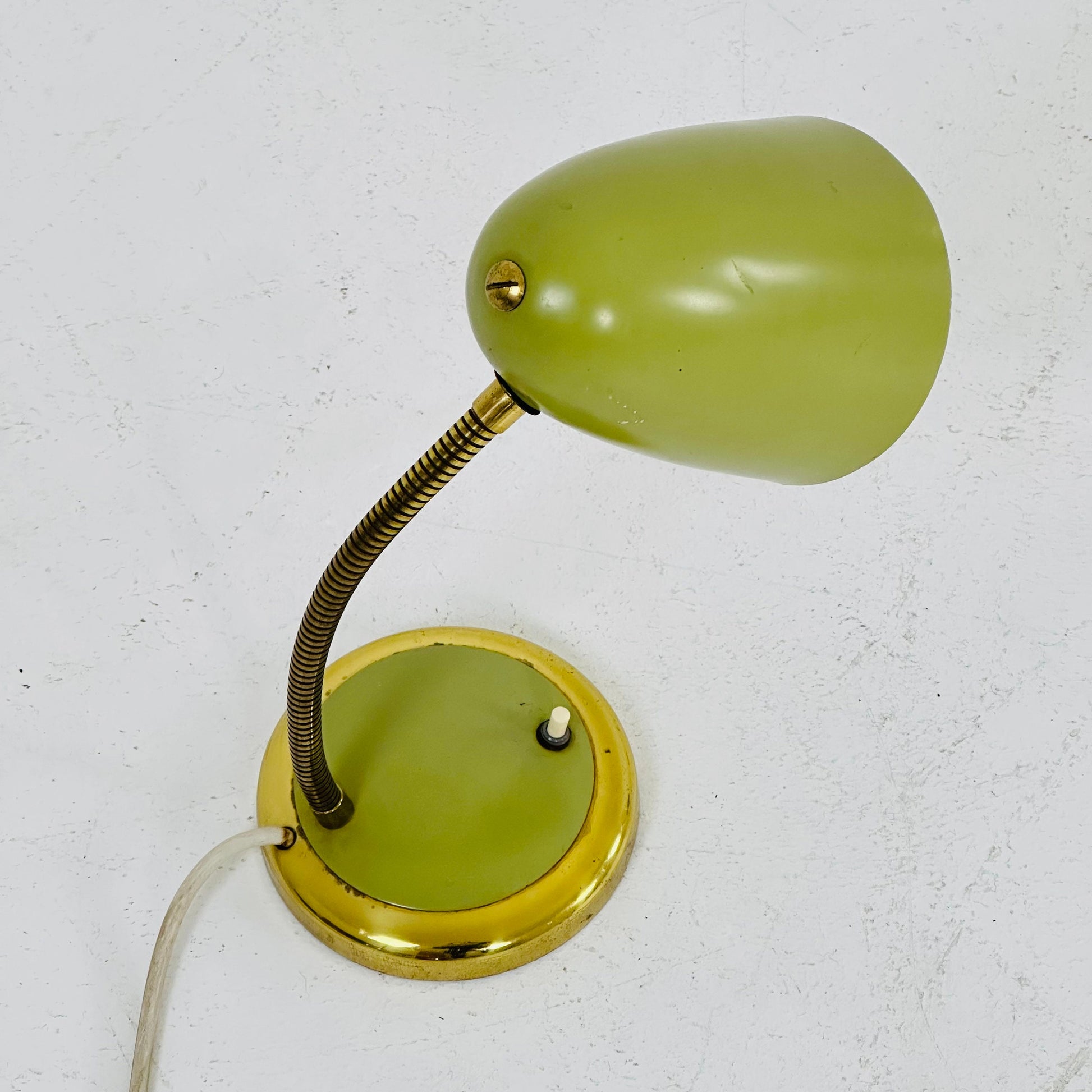 Vintage Table Lamp with Gooseneck Bright Green Germany, 1950s