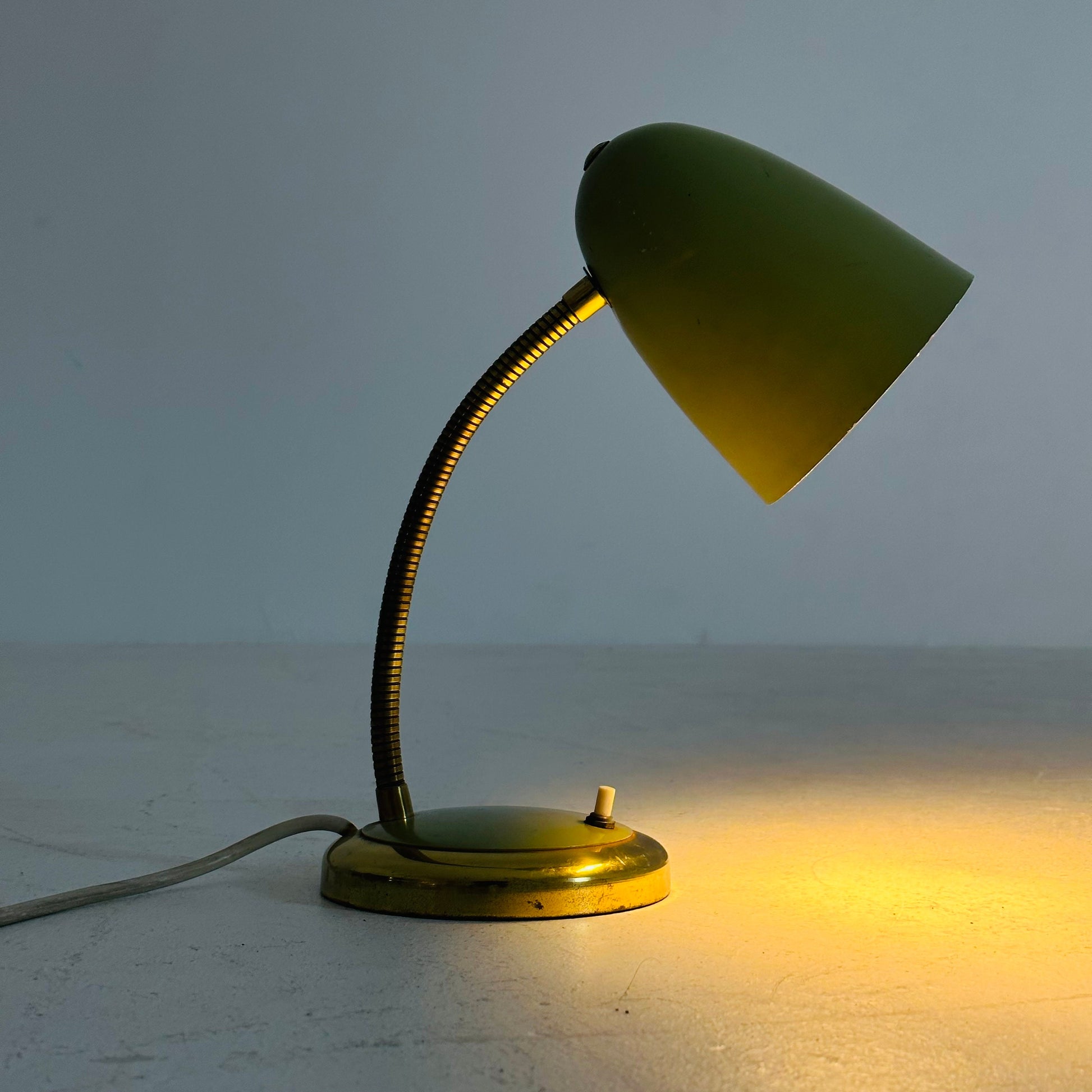 Vintage Table Lamp with Gooseneck Bright Green Germany, 1950s