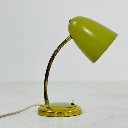 Vintage Table Lamp with Gooseneck Bright Green Germany, 1950s