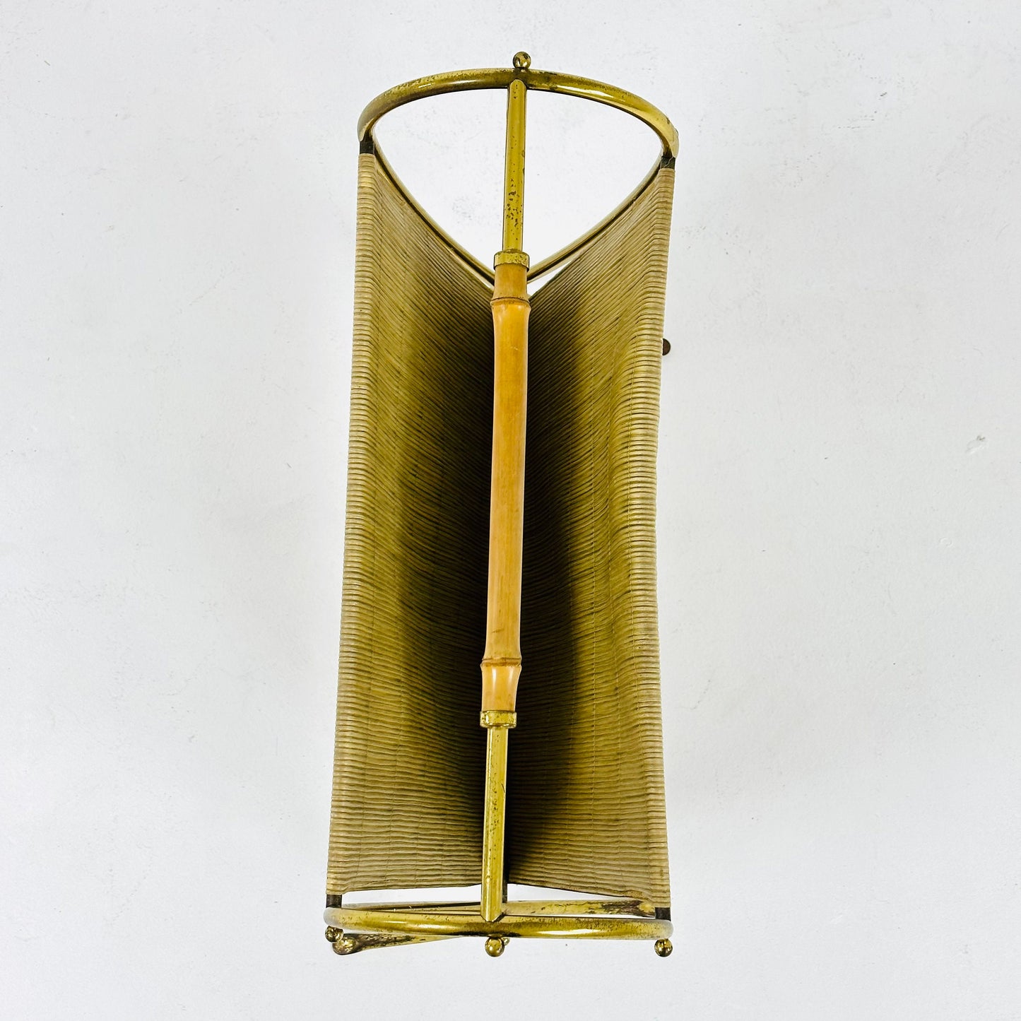 Mid-Century Brass & Bamboo Magazine Rack,1950s