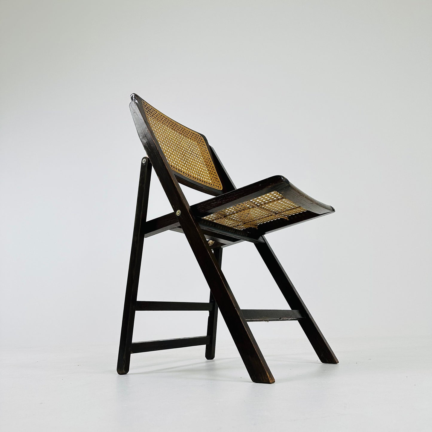 Rattan vintage folding chair Gilles ebonized Italy, 1960s