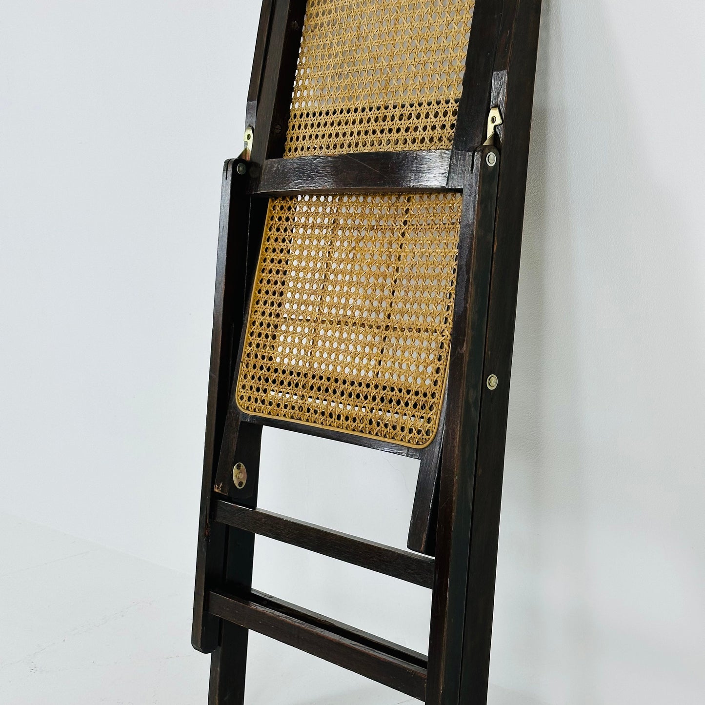 Rattan vintage folding chair Gilles ebonized Italy, 1960s