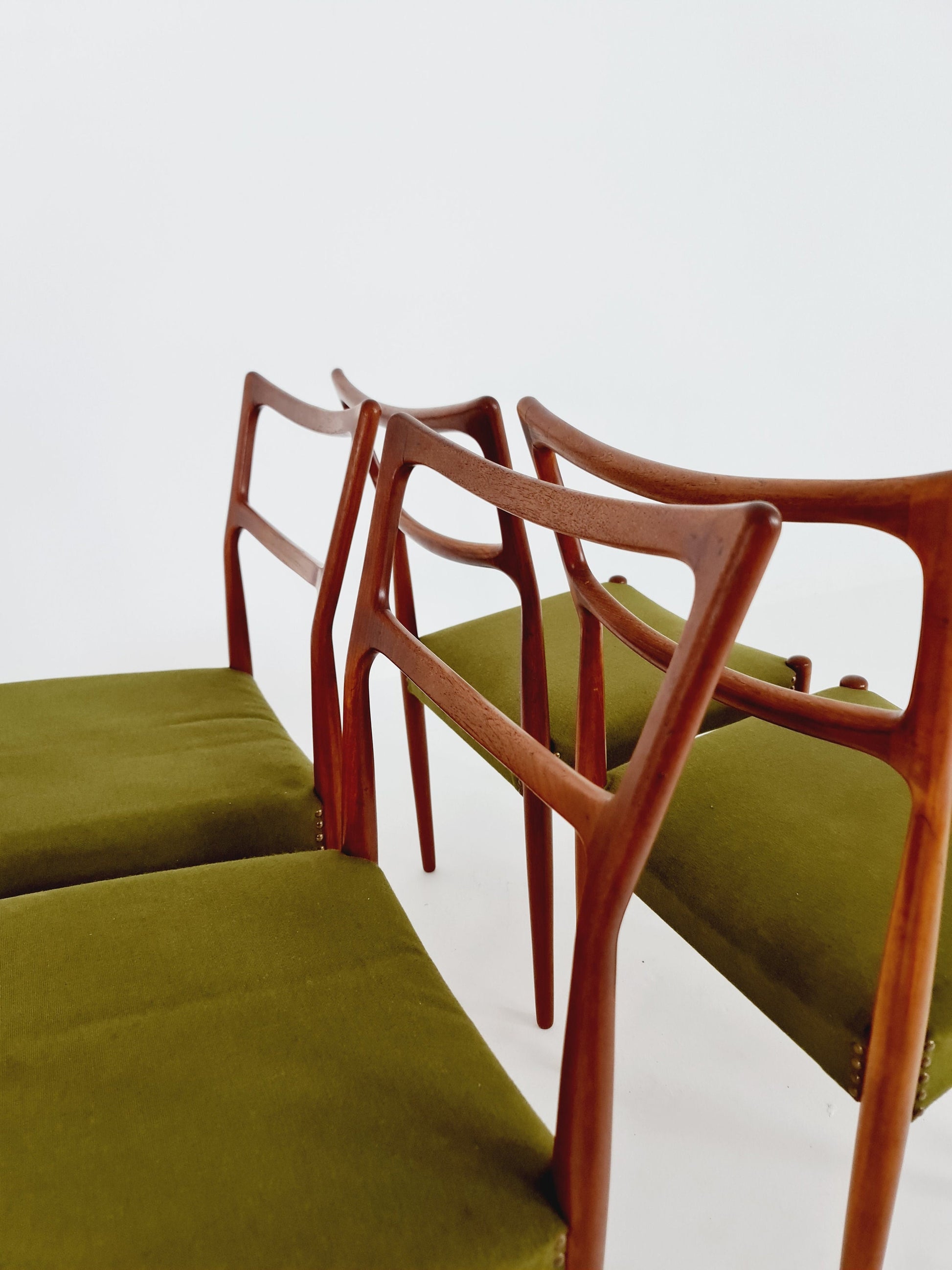 Vintage Danish solid teak dining chairs By Bernhard & Son , 1960s, Set of 4