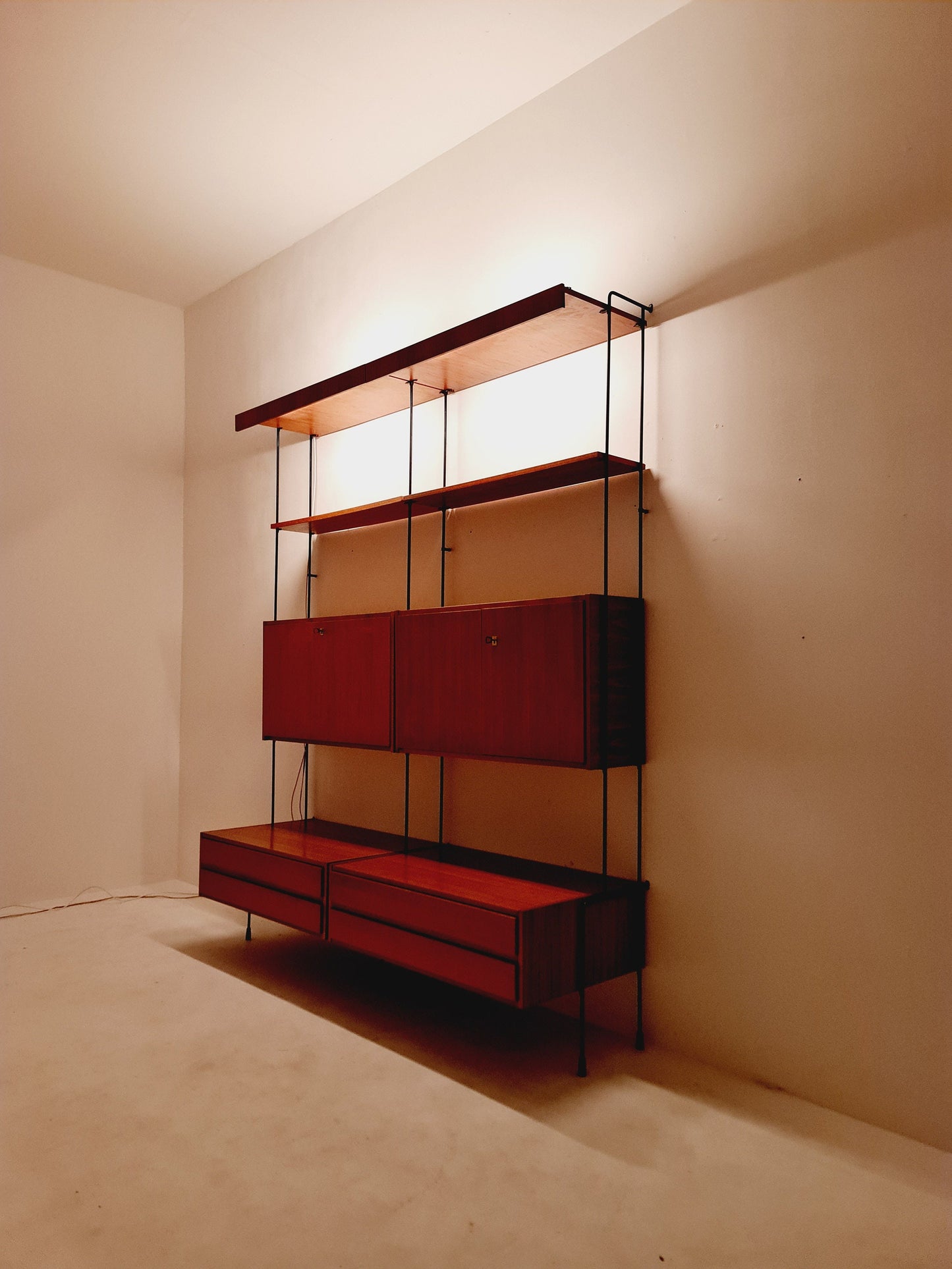 Mid century Teak 8 pieces shelving unit by Hilker for Omnia, Germany 1960s