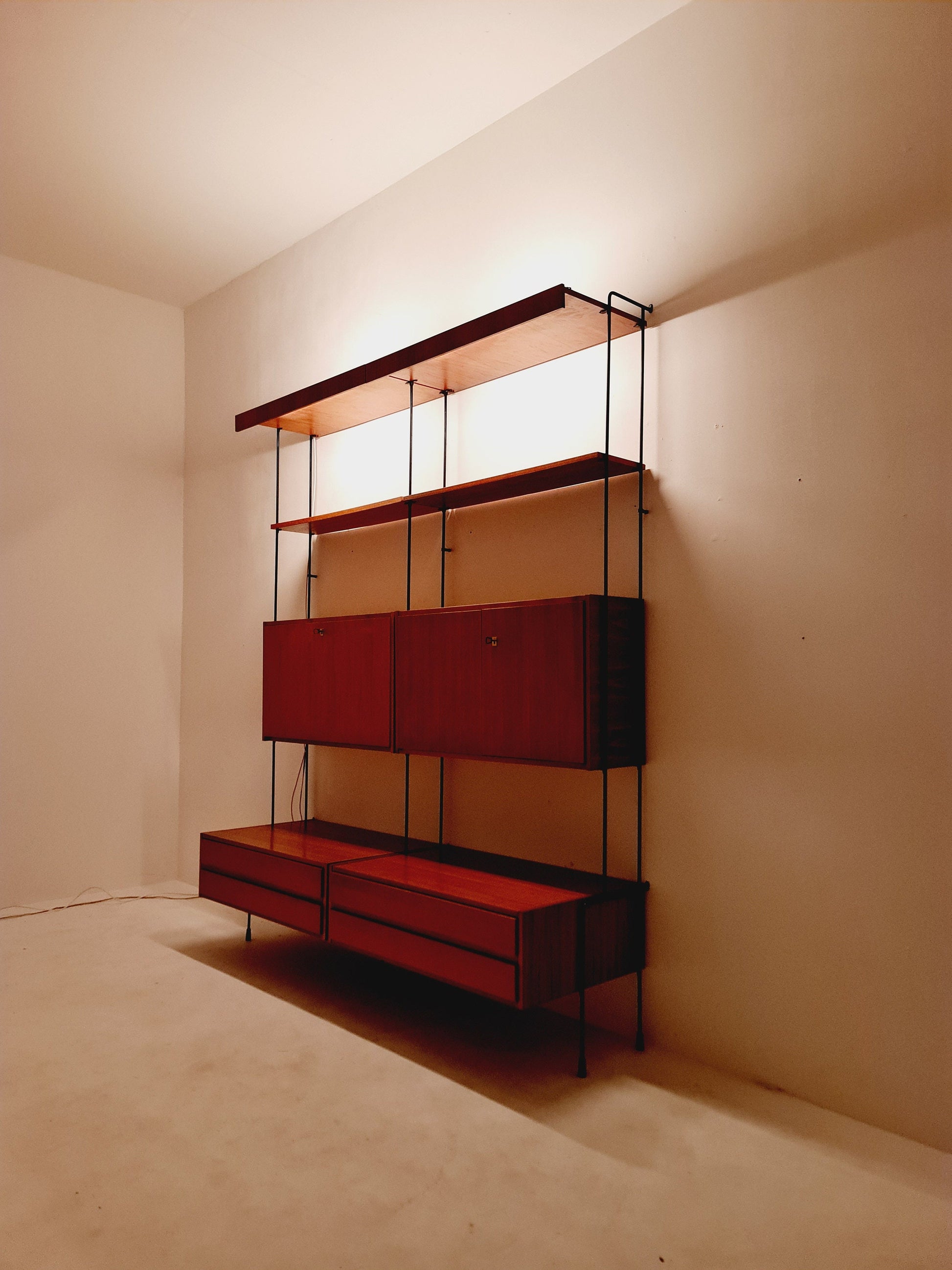 Mid century Teak 8 pieces shelving unit by Hilker for Omnia, Germany 1960s
