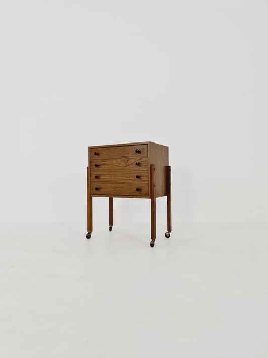 Vintage walnut sweing table/ side table cabinet, 1960s