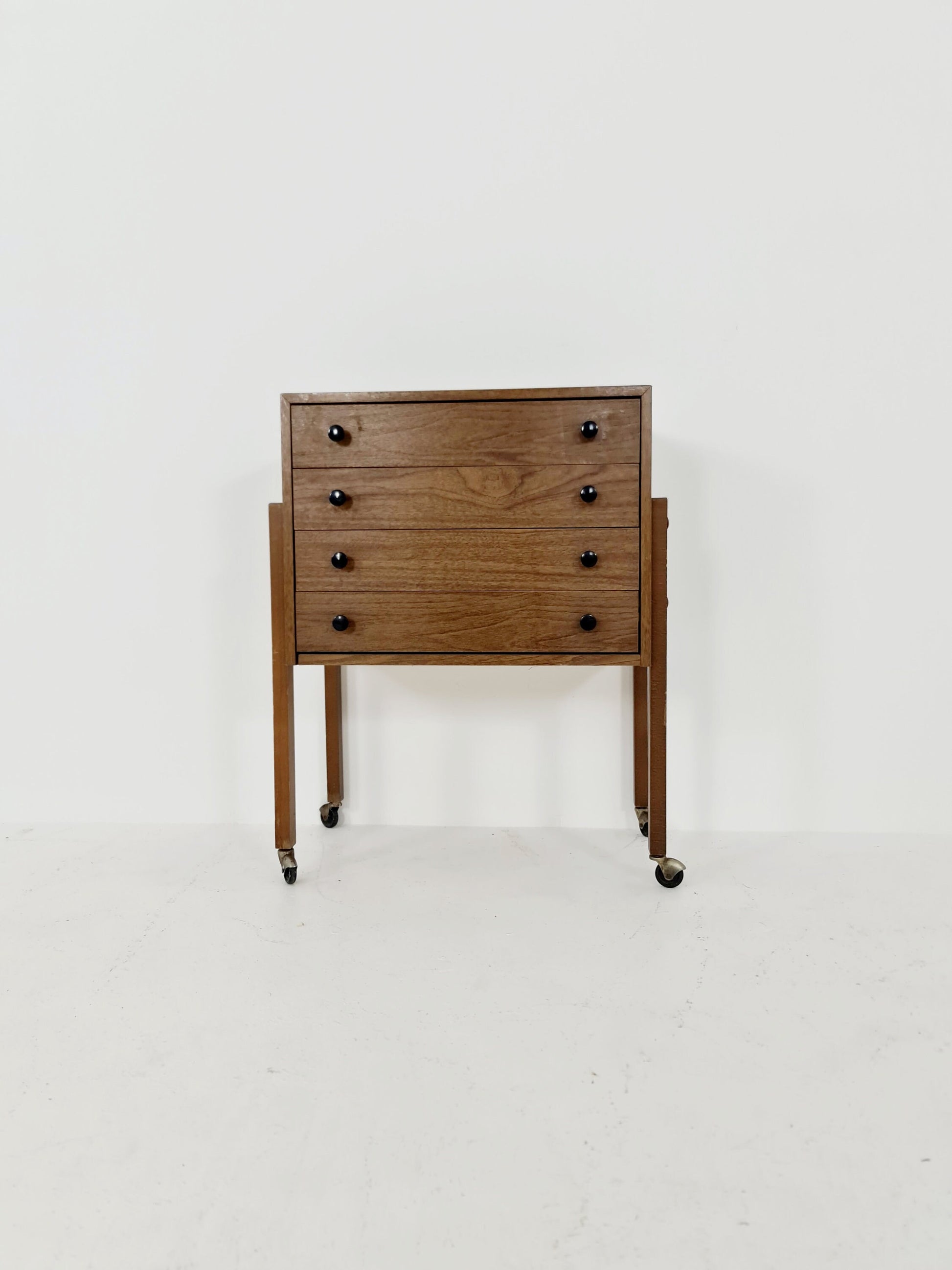 Vintage walnut sweing table/ side table cabinet, 1960s