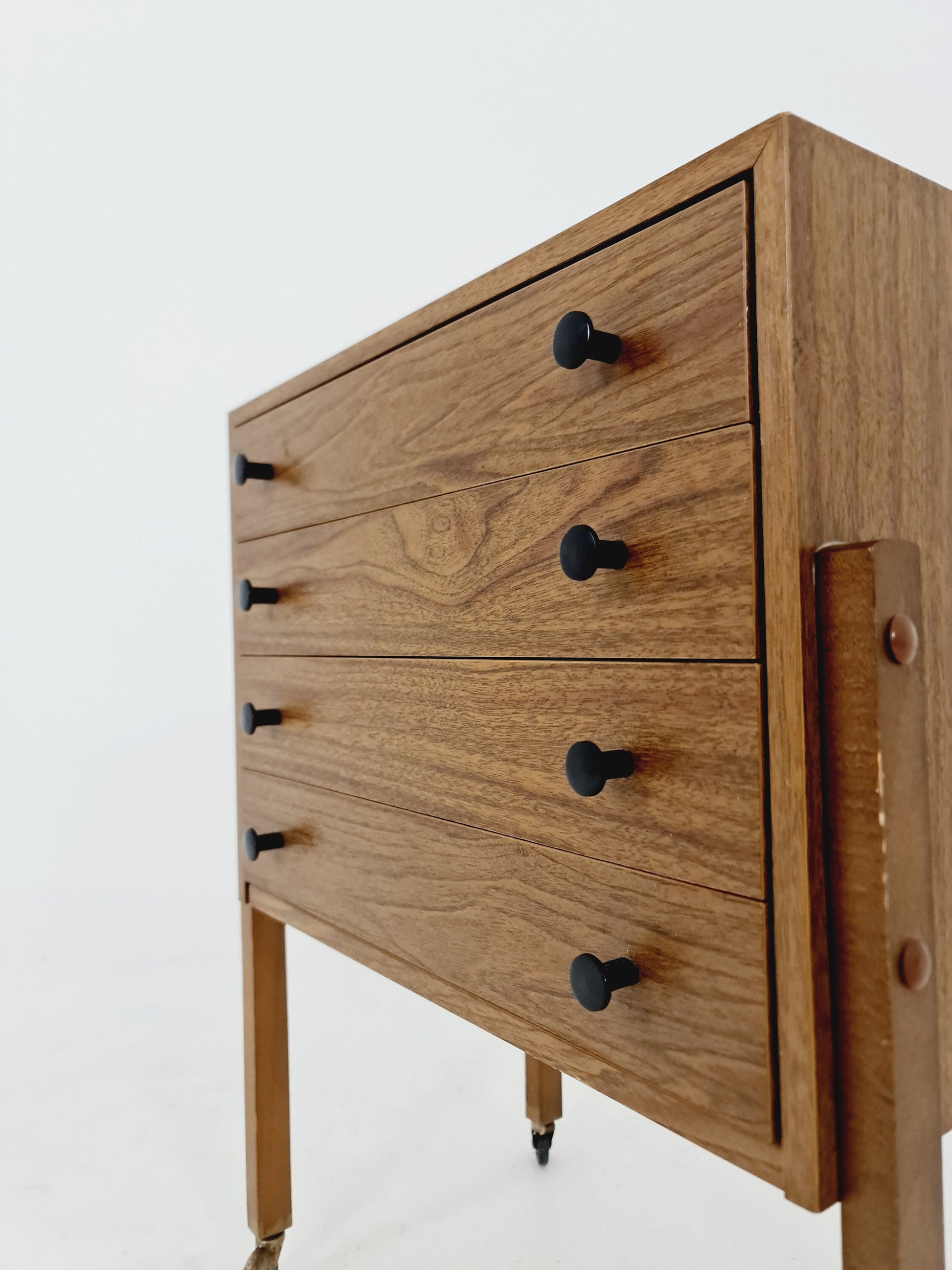 Vintage walnut sweing table/ side table cabinet, 1960s